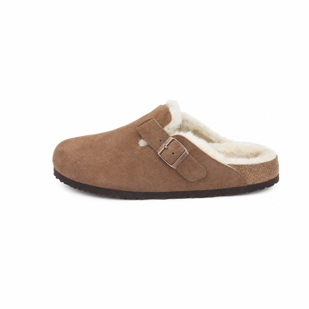 Sandali Unisex BIRKENSTOCK Boston Shearling in Colore Beige Dark Tea