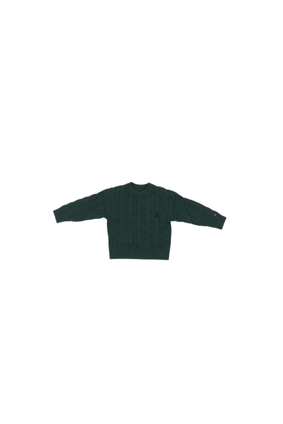 TOMMY HILFIGER Bambino Maglia KB0KB10352 L6K# Cotton cable crest c-nk sweate Green