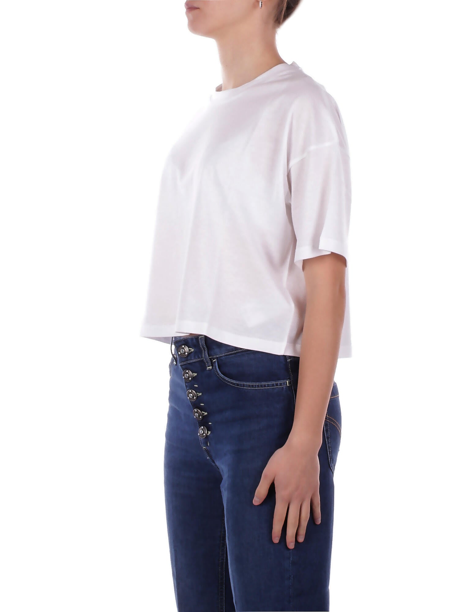 DONDUP Donna Maglia DS077JF0350D 000 Girocollo regular in jersey Bianco