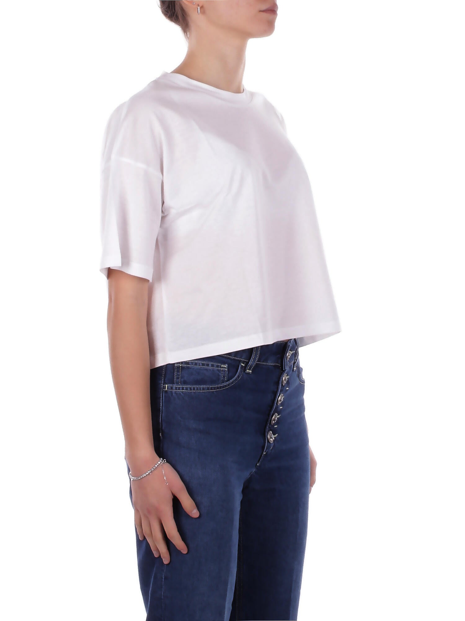 DONDUP Donna Maglia DS077JF0350D 000 Girocollo regular in jersey Bianco