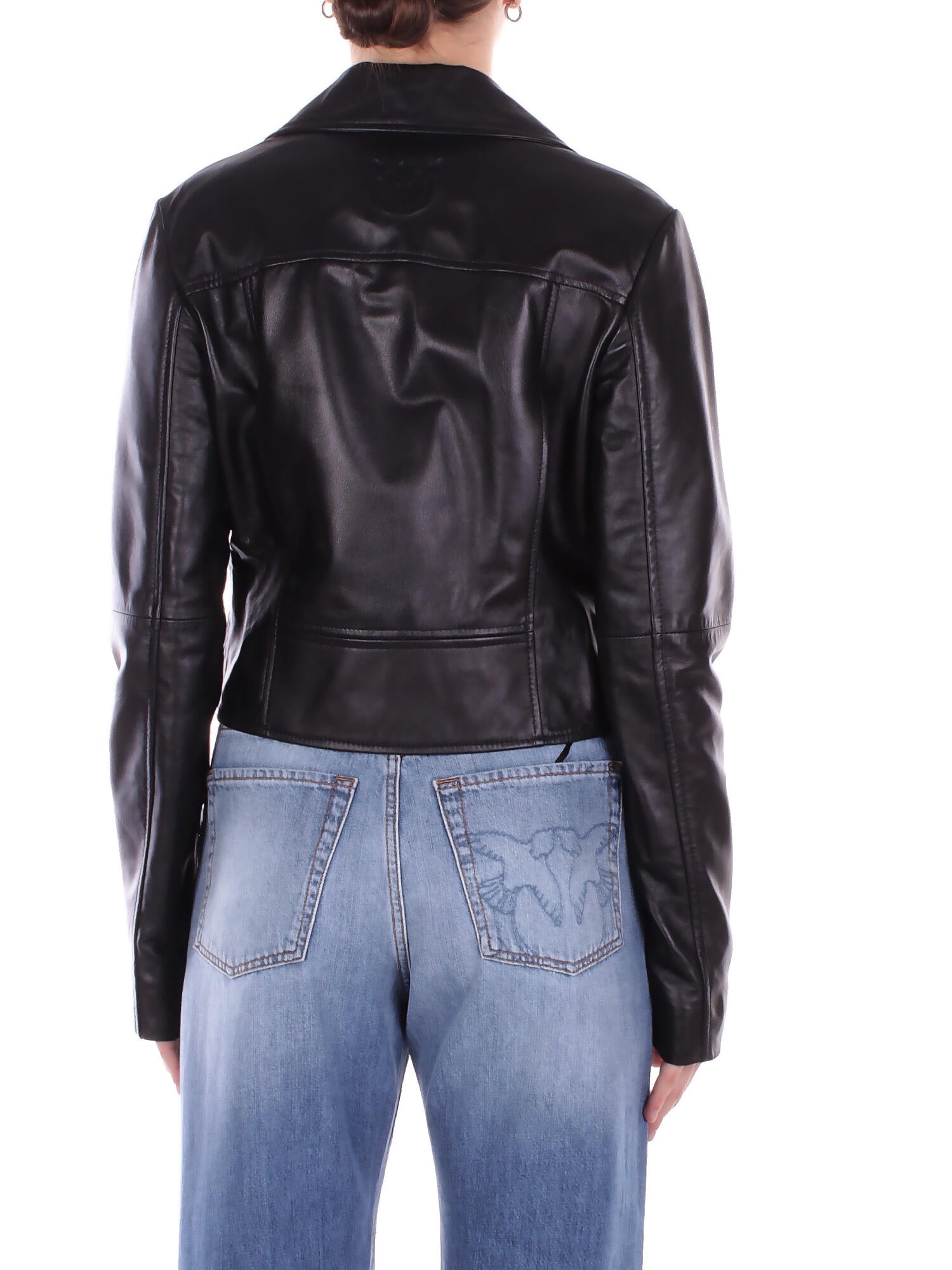 PINKO Donna Giubbotto 106247A32I Z99 New sensibile chiodo nappa Nero