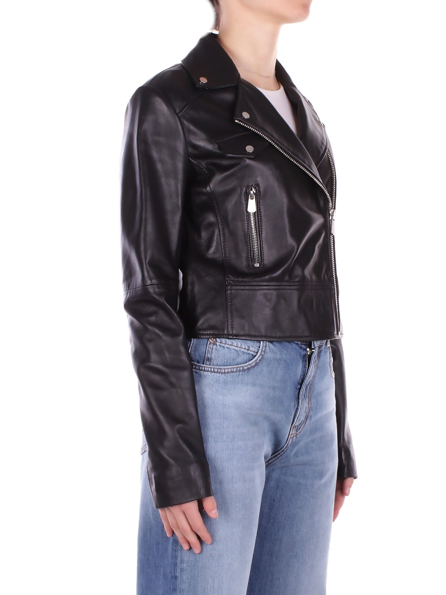 Image of PINKO Donna Giubbotto 106247A32I Z99 New sensibile chiodo nappa Nero