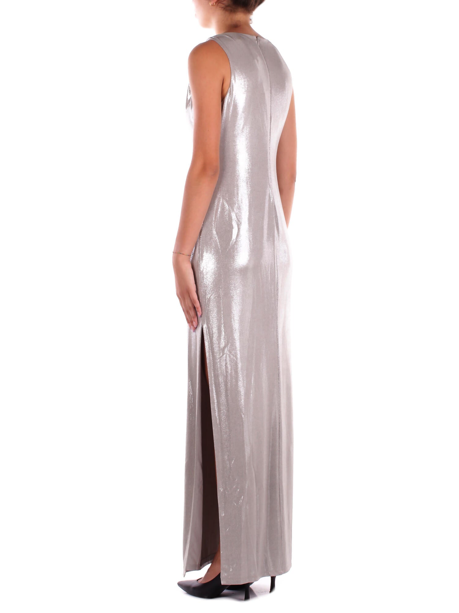 RALPH LAUREN Donna Abito 253970801 001 Keilly-short	sleeve-gown Silver