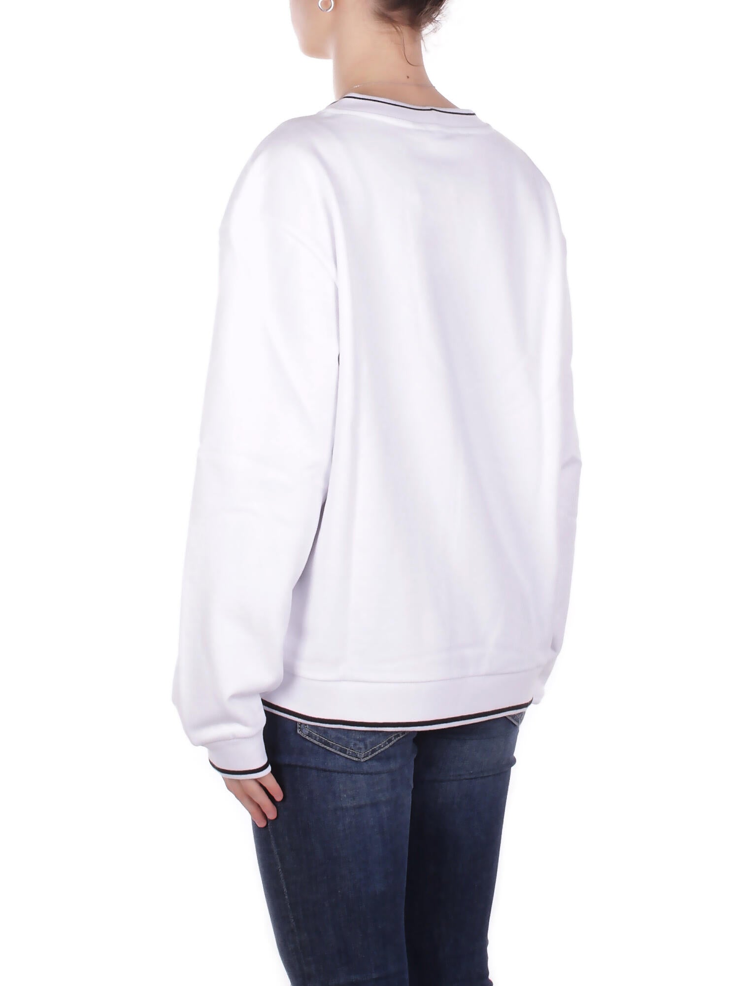 GCDS Donna Maglia C1WEQE123F004 100B Logo louge crop crew White black