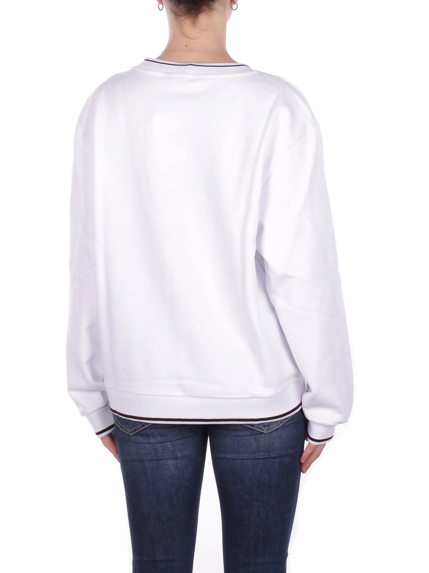 GCDS Donna Maglia C1WEQE123F004 100B Logo louge crop crew White black