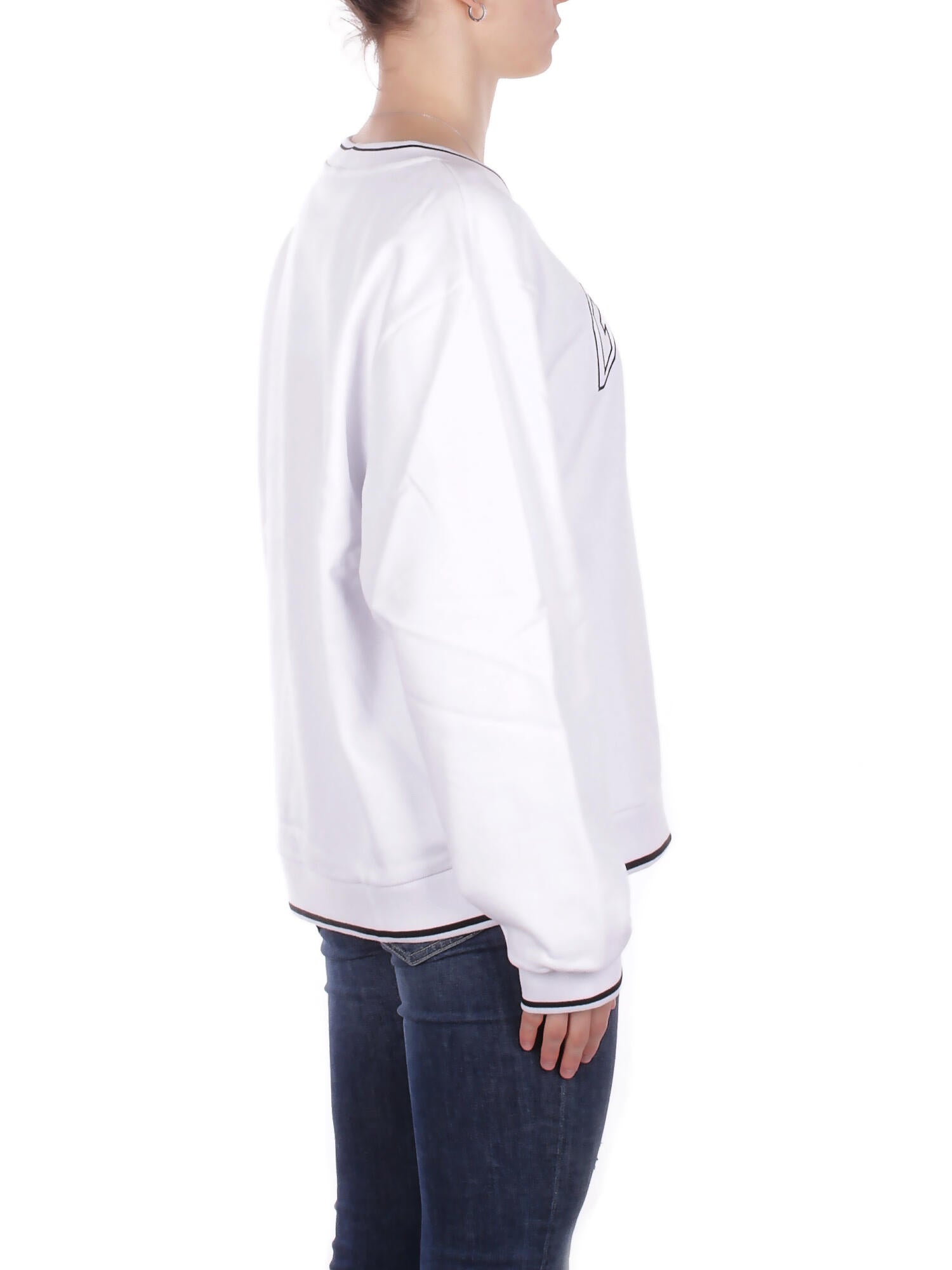 Image of GCDS Donna Maglia C1WEQE123F004 100B Logo louge crop crew White black