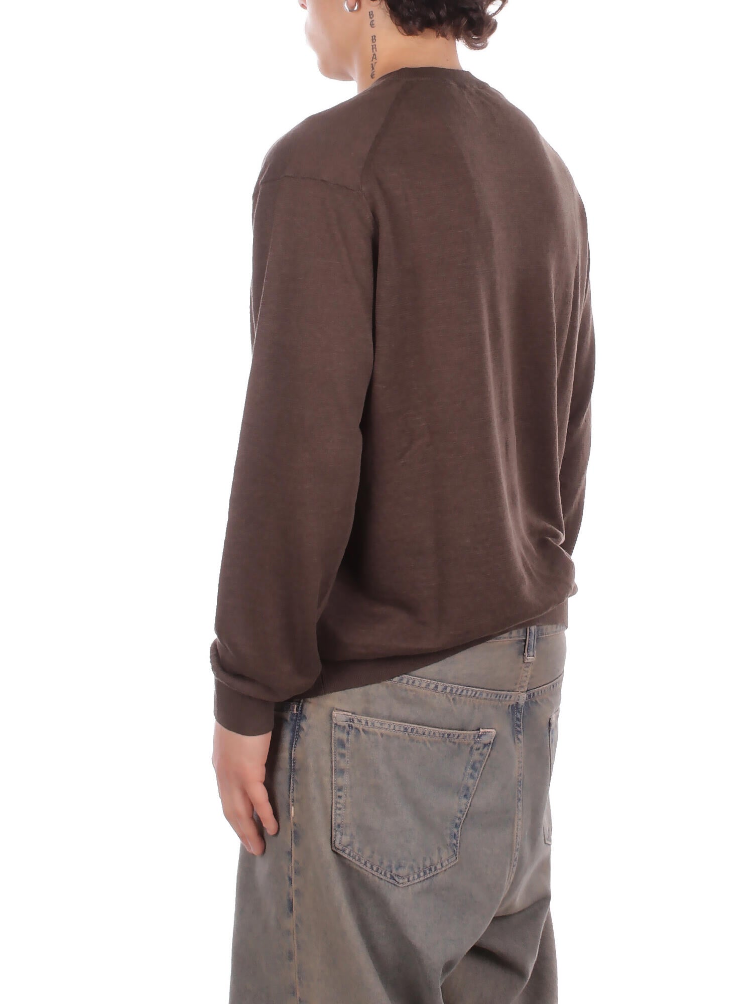 Image of CP COMPANY Uomo Maglia 20CMKN124A110307A 970 Knitwear crew neck in flax Peat