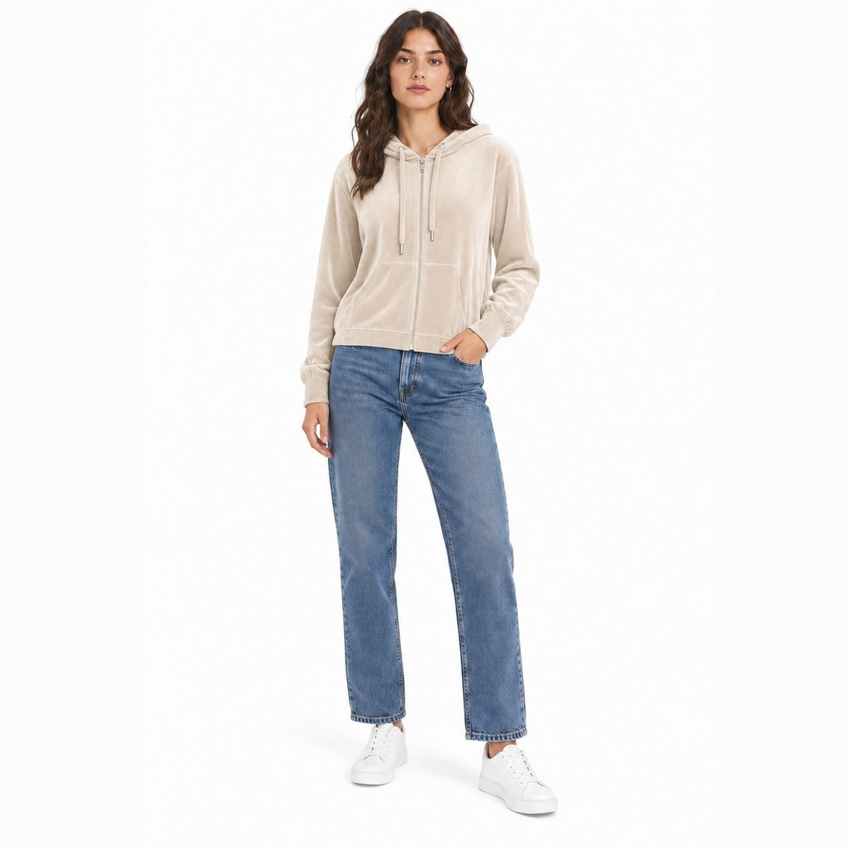 Felpa Donna ONLY 15299670 BIRCH Onlrebel L/S Zip Hood SWT - Colore Panna