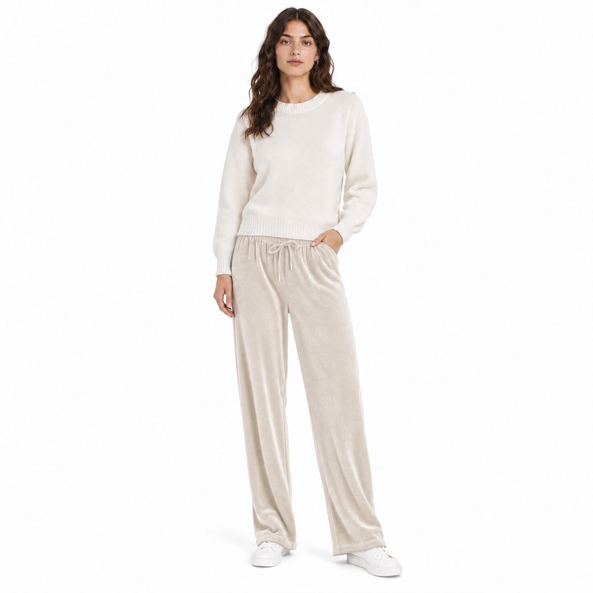 Pantalone Donna ONLY 15383457 BIRCH Onlrebel New Pant SWT in Colore Panna