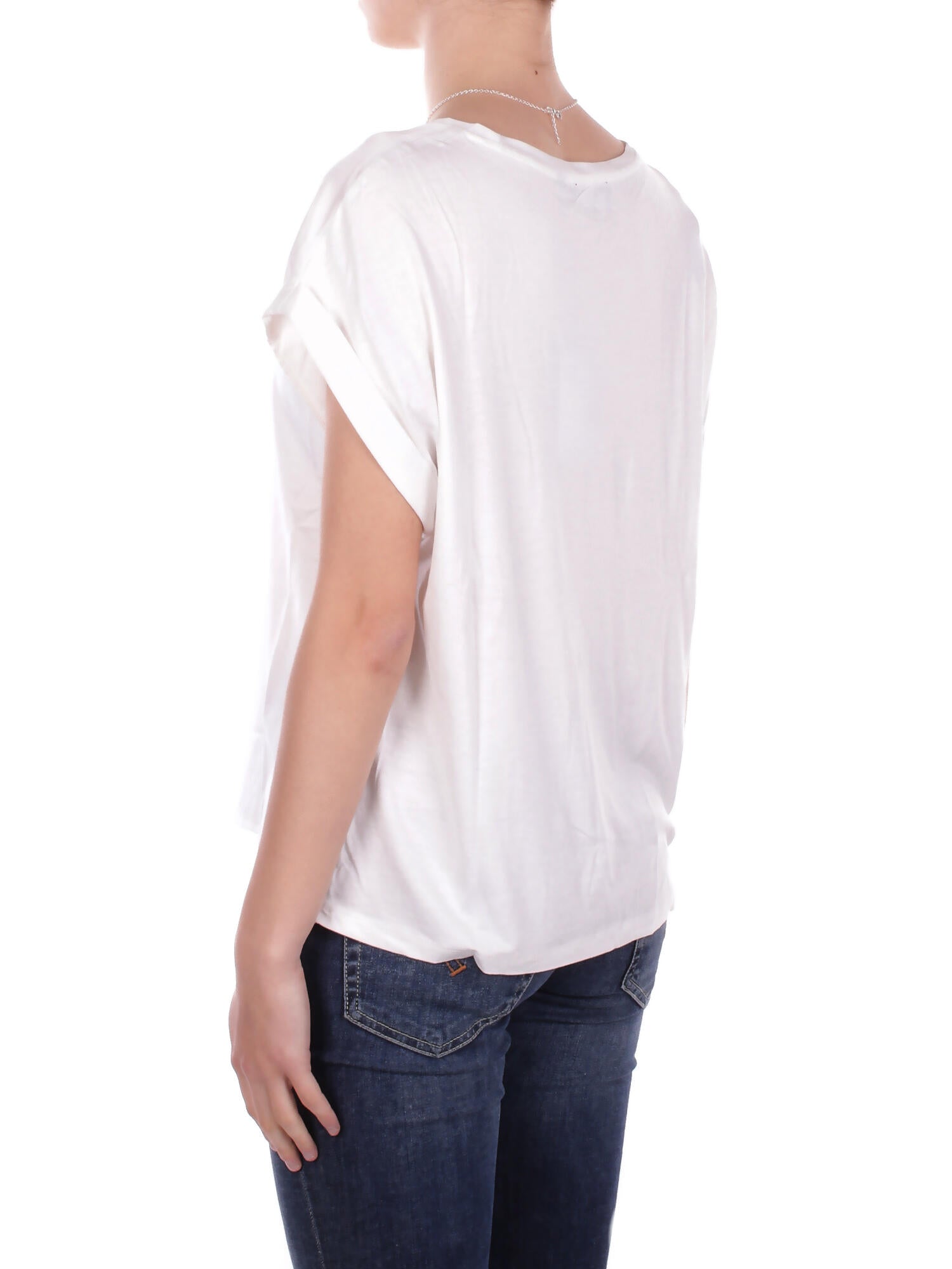 ONLY Donna T-shirt 15303413 SNOW WHITE Onllieke s\s satin mix top wvn White