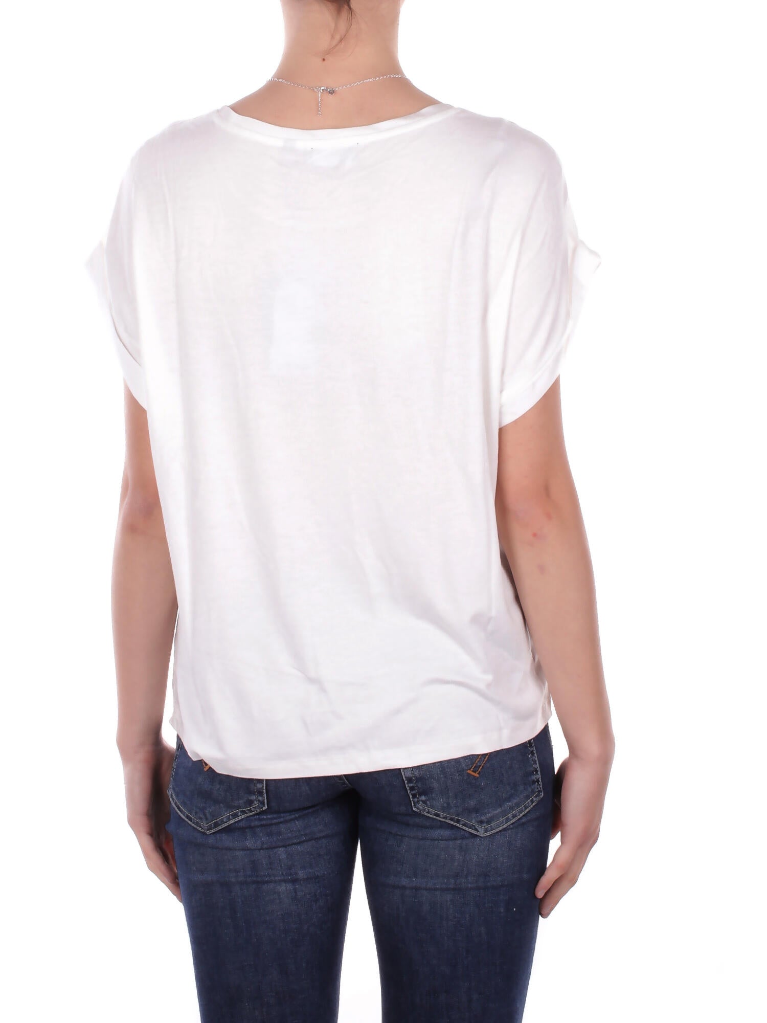 Image of ONLY Donna T-shirt 15303413 SNOW WHITE Onllieke s\s satin mix top wvn White