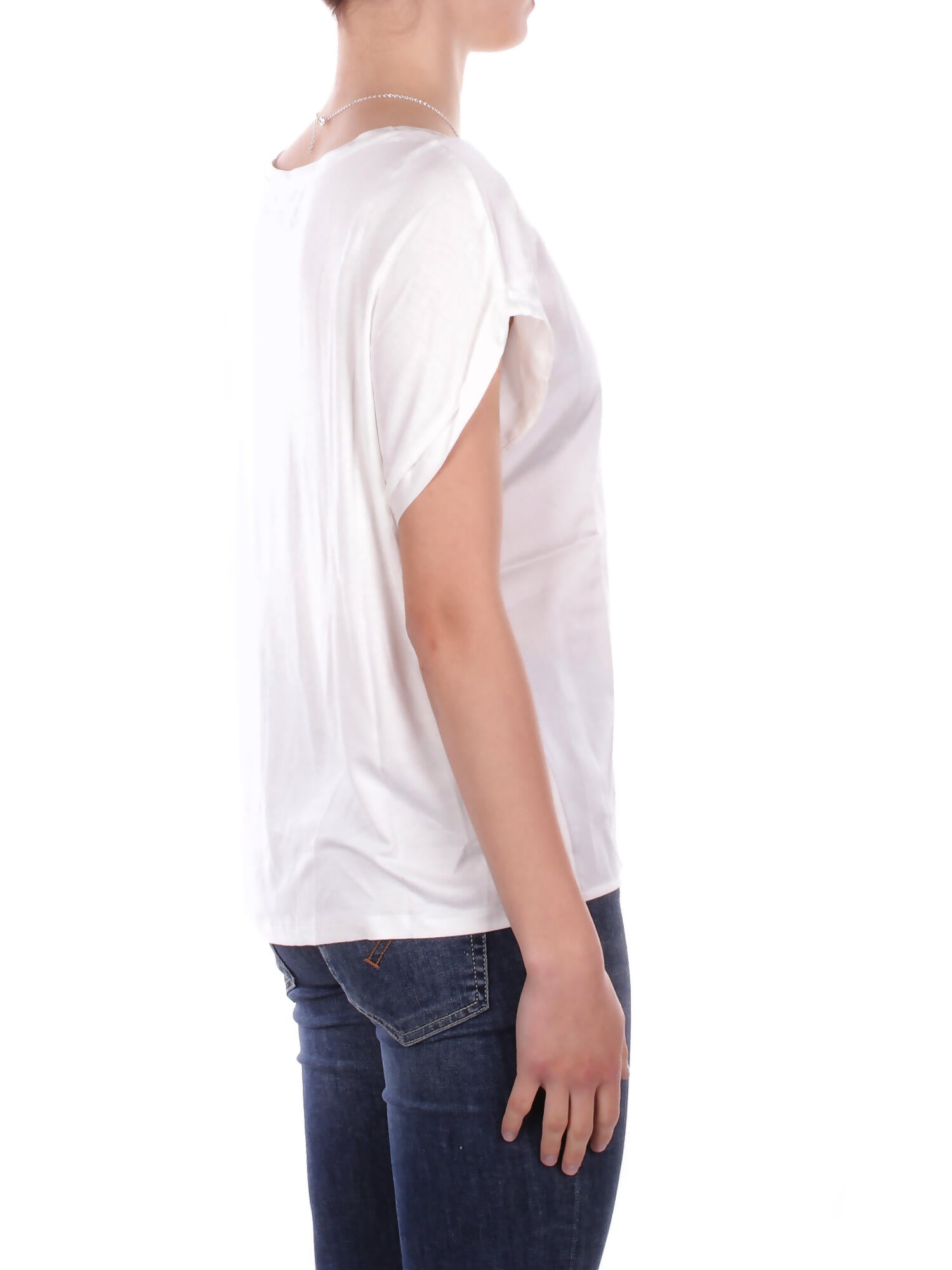 Image of ONLY Donna T-shirt 15303413 SNOW WHITE Onllieke s\s satin mix top wvn White