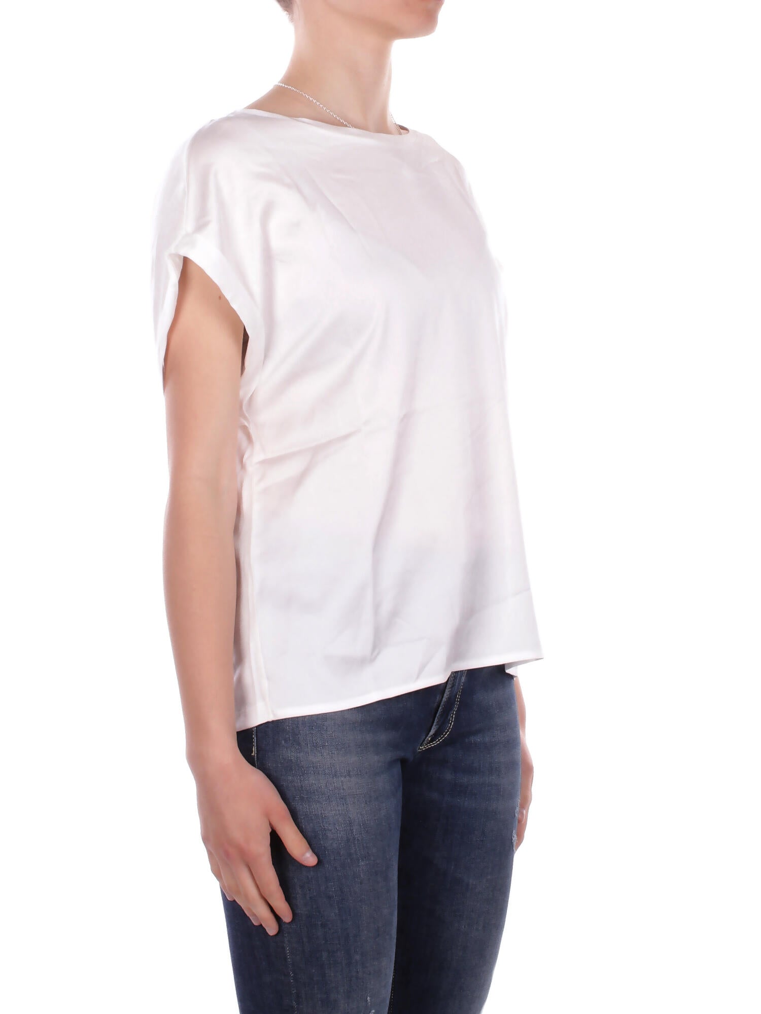 Image of ONLY Donna T-shirt 15303413 SNOW WHITE Onllieke s\s satin mix top wvn White