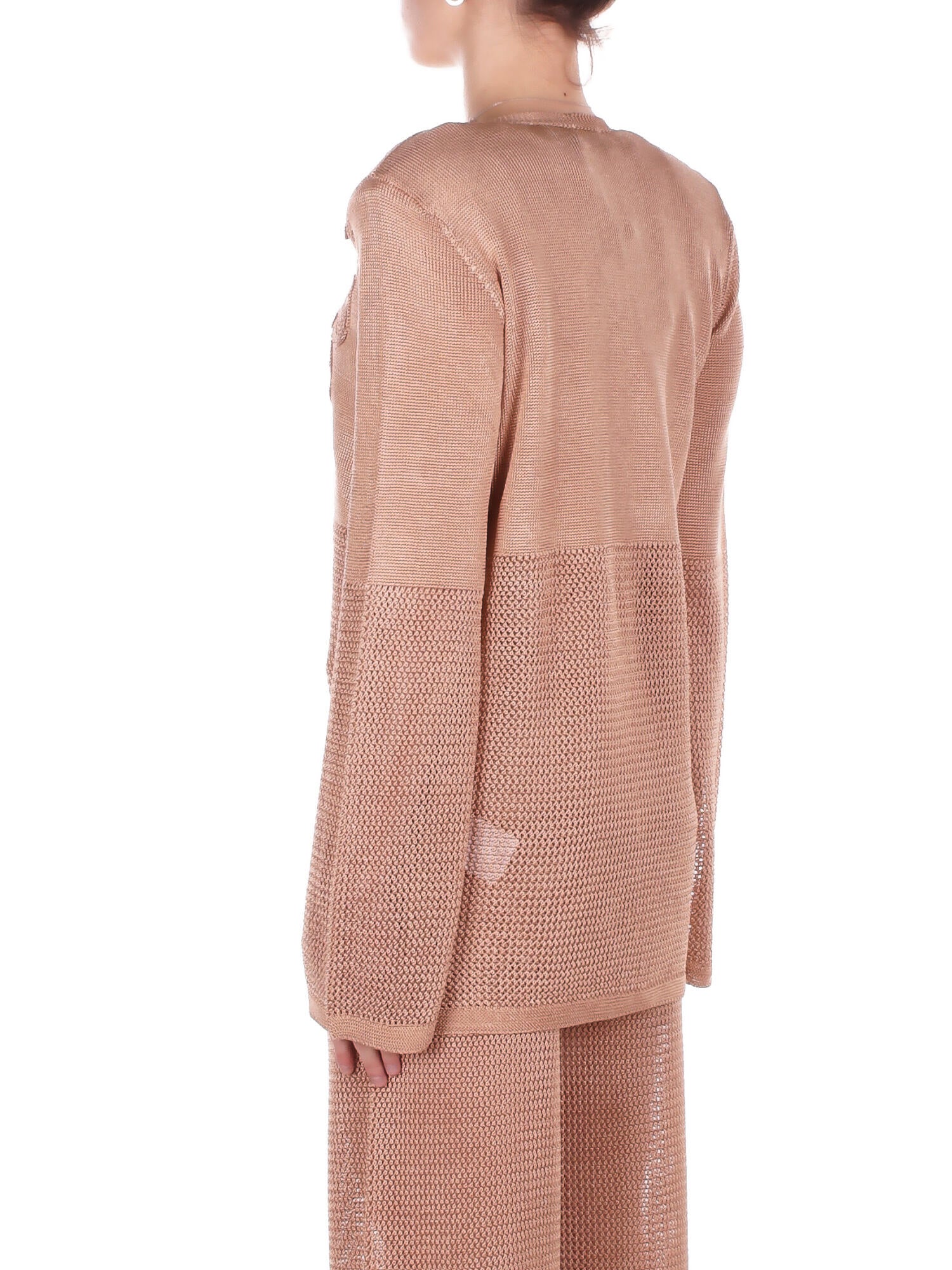 Image of BLUGIRL BLUMARINE Donna Maglia RA6032MA87R X0768 Blazer maglia visc. lucida san Beige