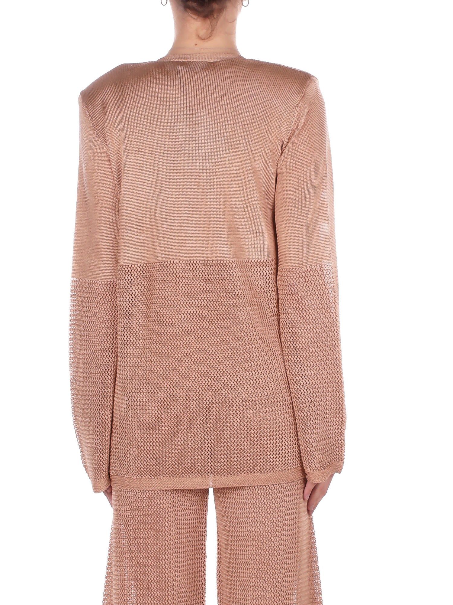 Image of BLUGIRL BLUMARINE Donna Maglia RA6032MA87R X0768 Blazer maglia visc. lucida san Beige