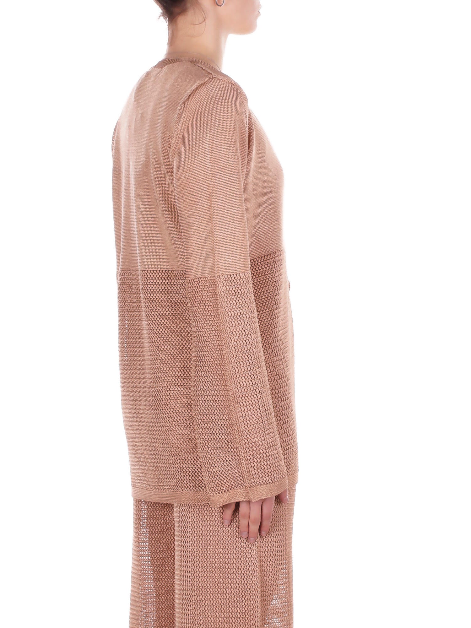 Image of BLUGIRL BLUMARINE Donna Maglia RA6032MA87R X0768 Blazer maglia visc. lucida san Beige