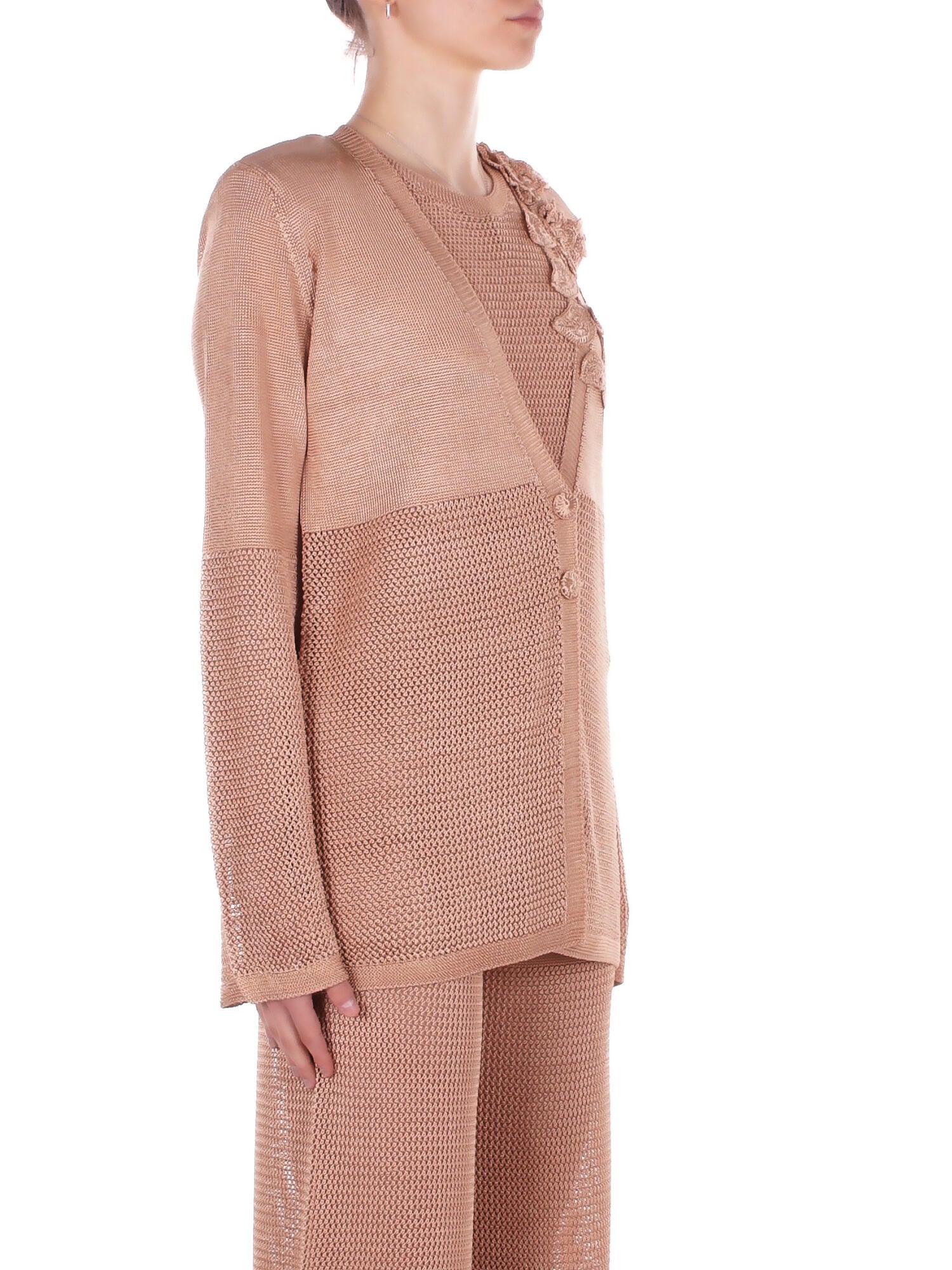 Image of BLUGIRL BLUMARINE Donna Maglia RA6032MA87R X0768 Blazer maglia visc. lucida san Beige
