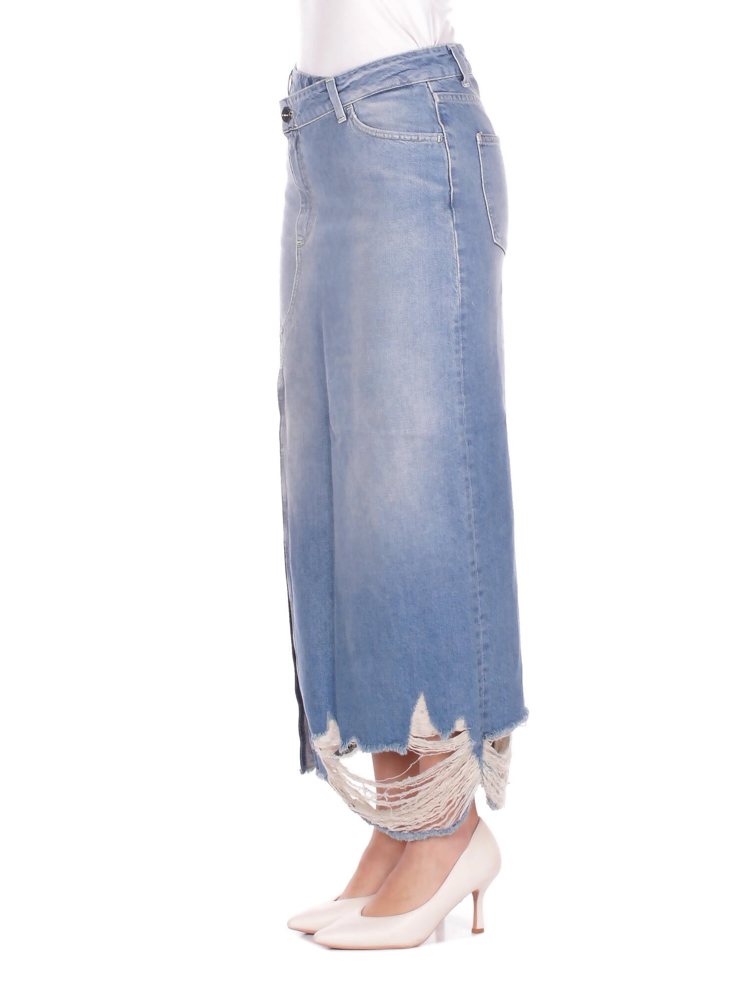 DONDUP Donna Gonna G610DF0283D 800 Gonna slim in denim fisso Blu denim