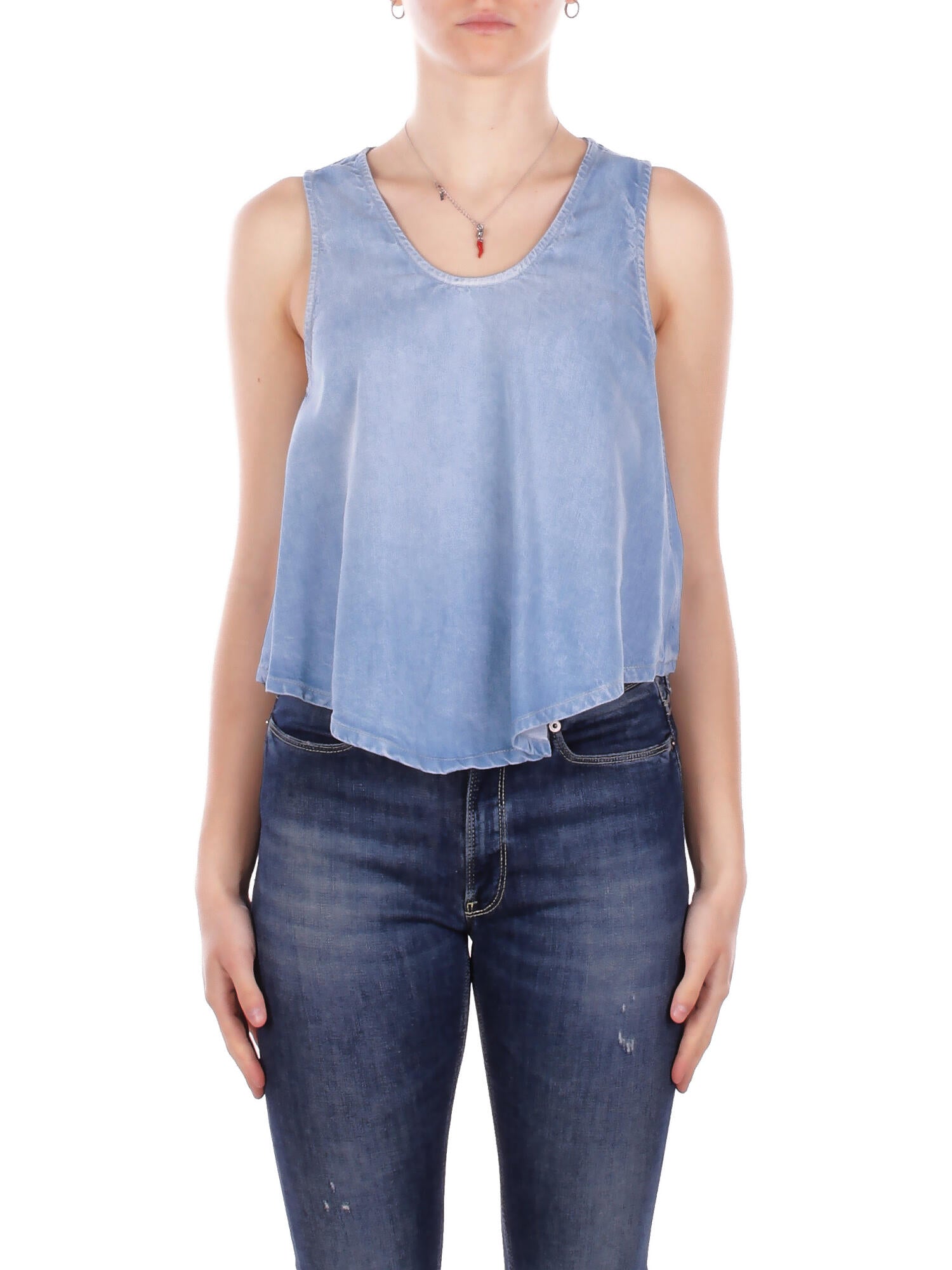 DONDUP Donna Top DC454DF0266D 800 Top in denim lyocell Blu denim
