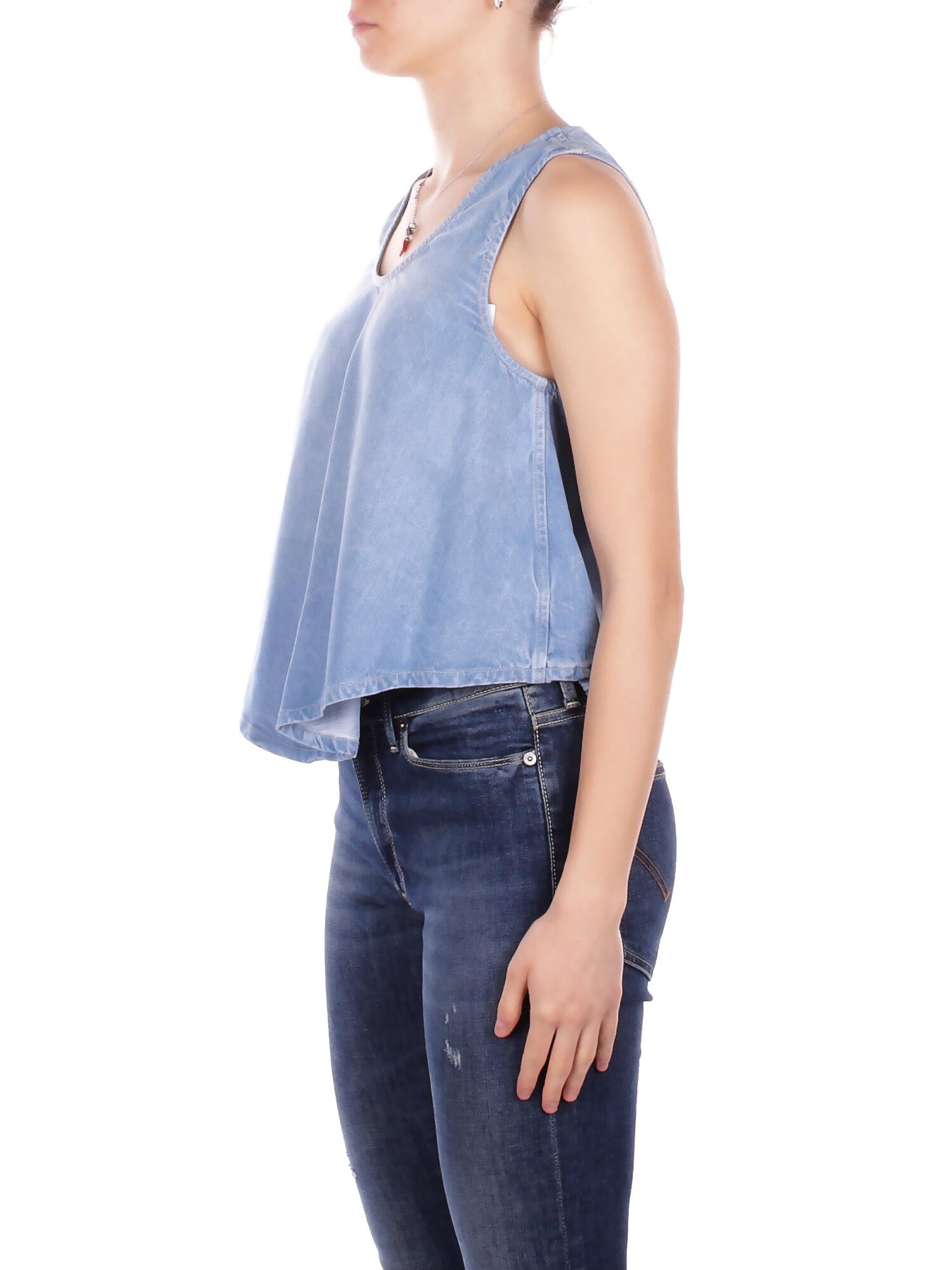 DONDUP Donna Top DC454DF0266D 800 Top in denim lyocell Blu denim