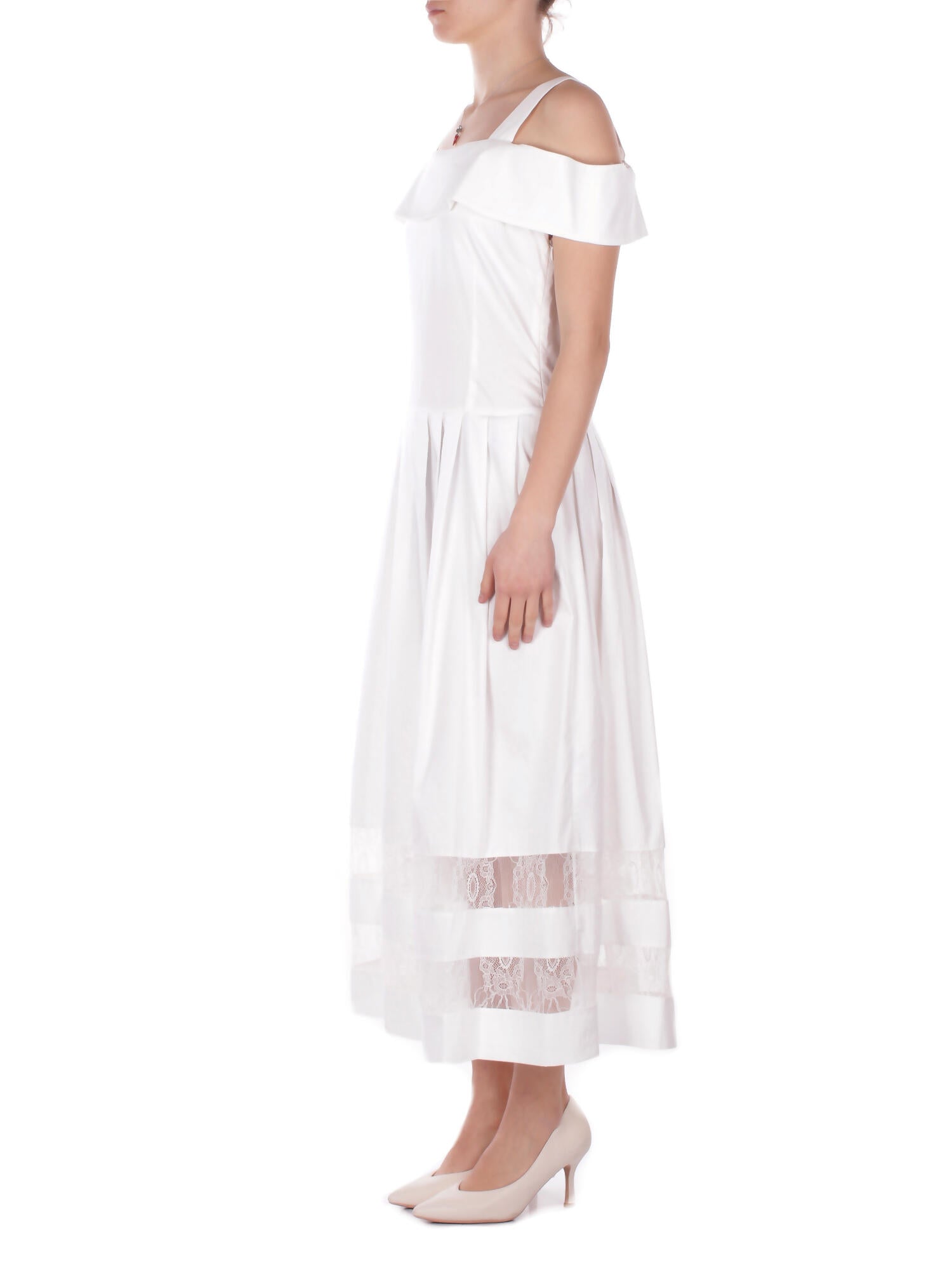 BLUGIRL BLUMARINE Donna Abito RA6154T544A 11111 Melan abito cotone e pizzo Bianco