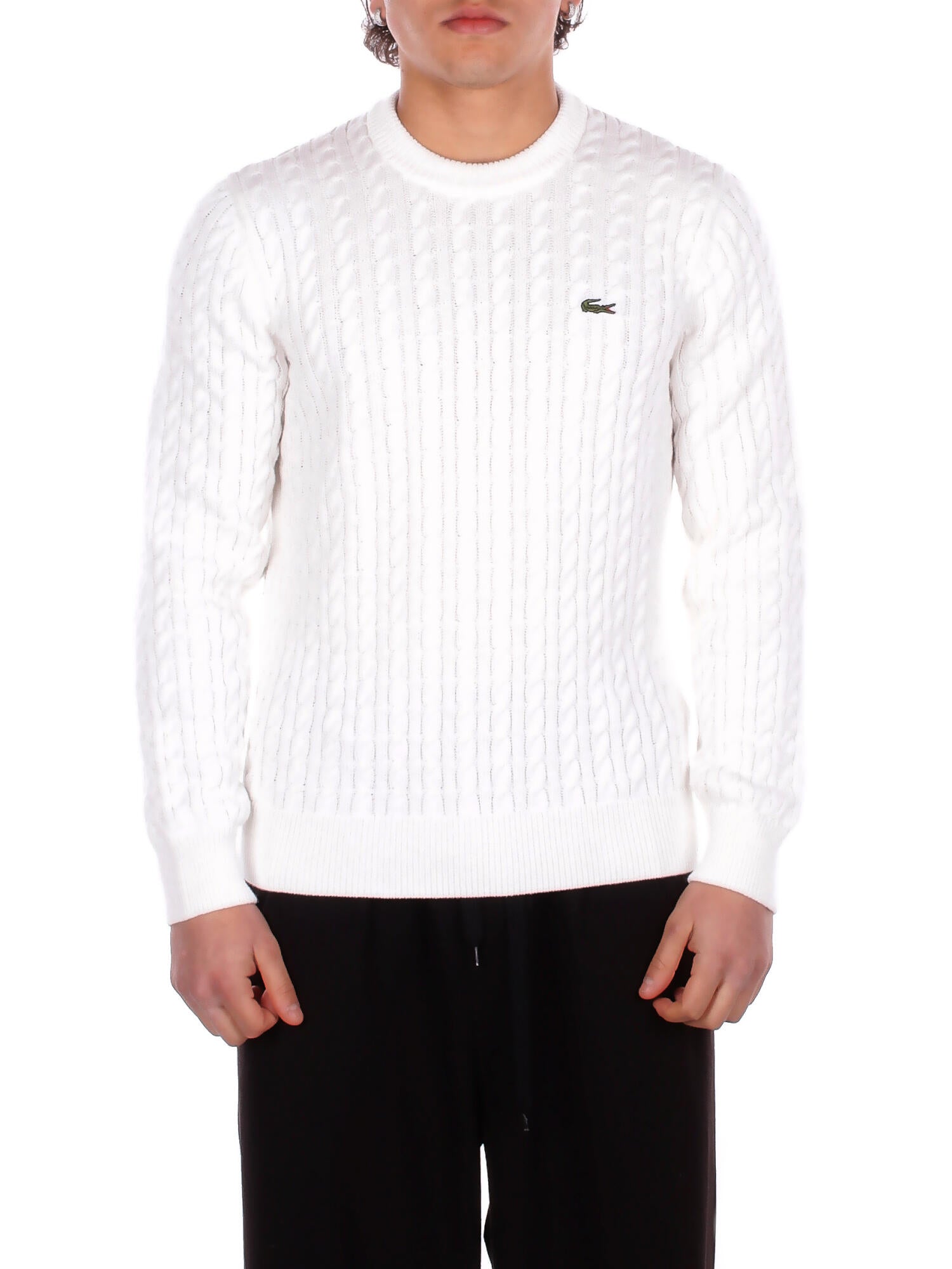 LACOSTE Uomo Maglia AH7627 X0N Pullover Panna