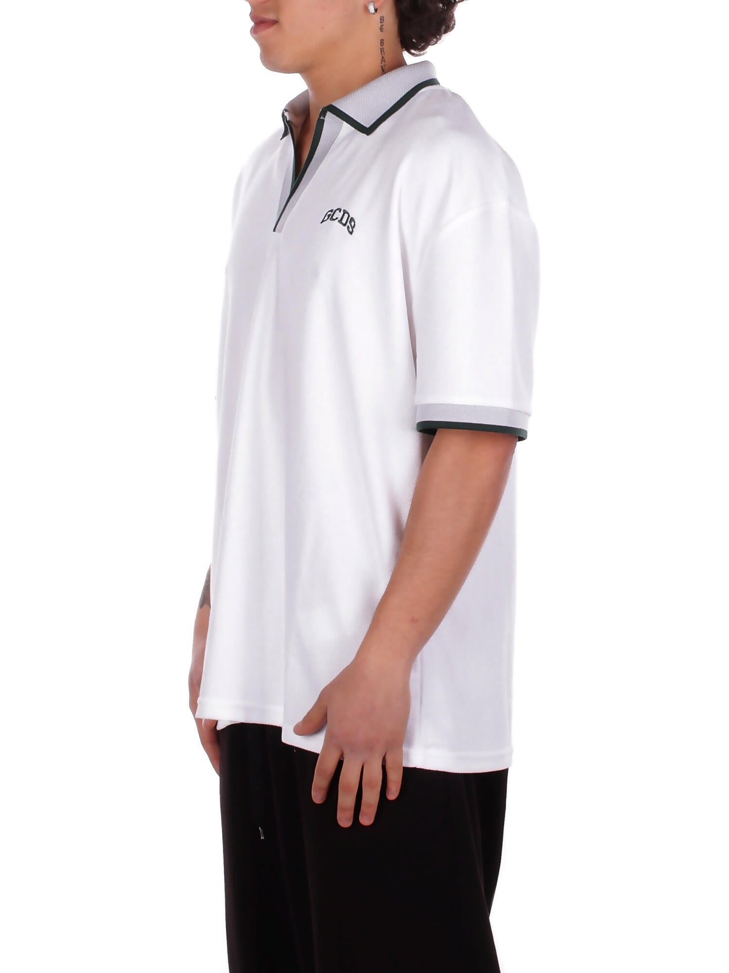 GCDS Uomo Polo C1MEQD112J024 100G Logo lounge polo ss White green