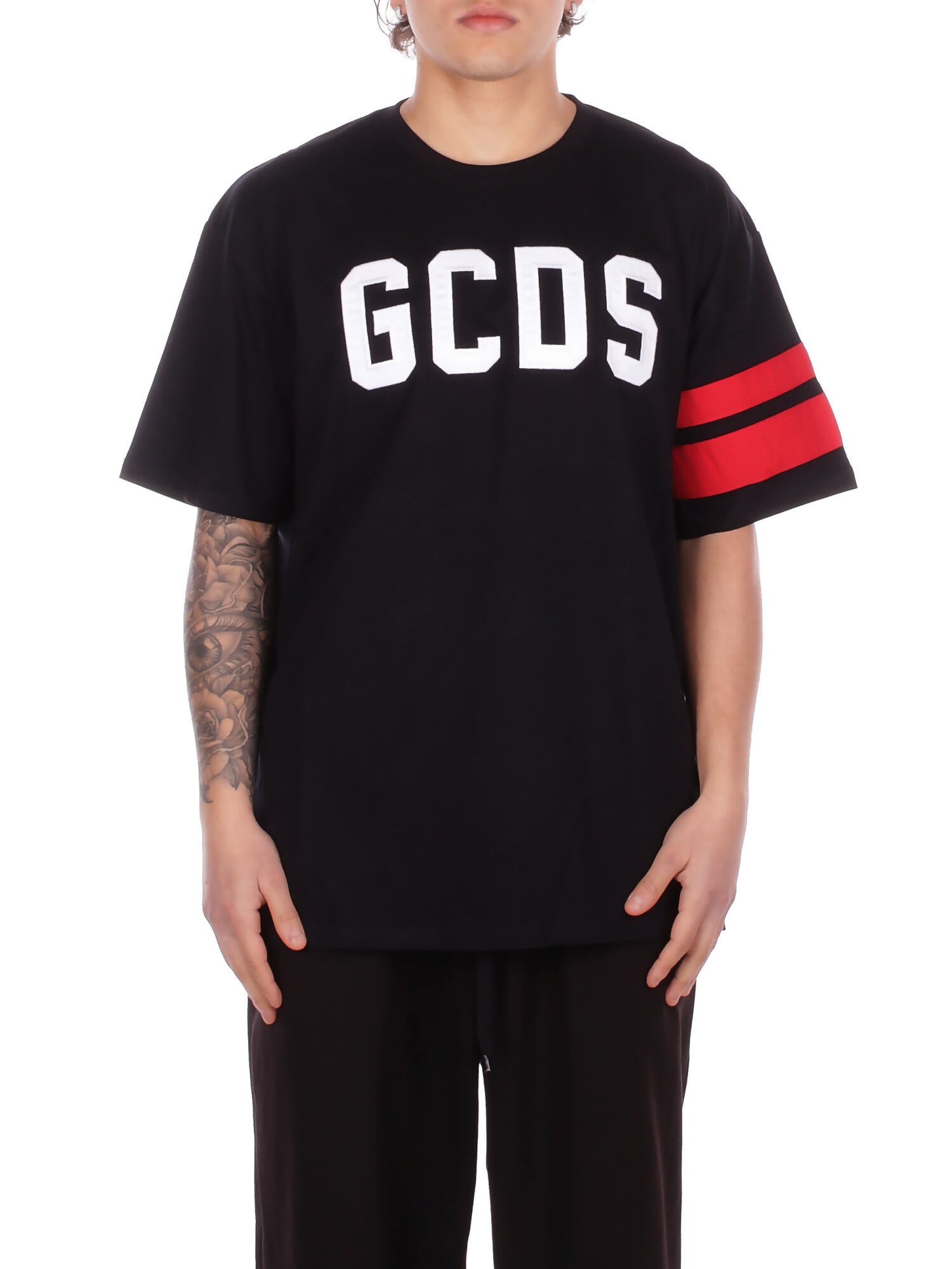 GCDS Uomo T-shirt Z0MLQC106J101 999R Logo regular loose ss t-shirt Black red