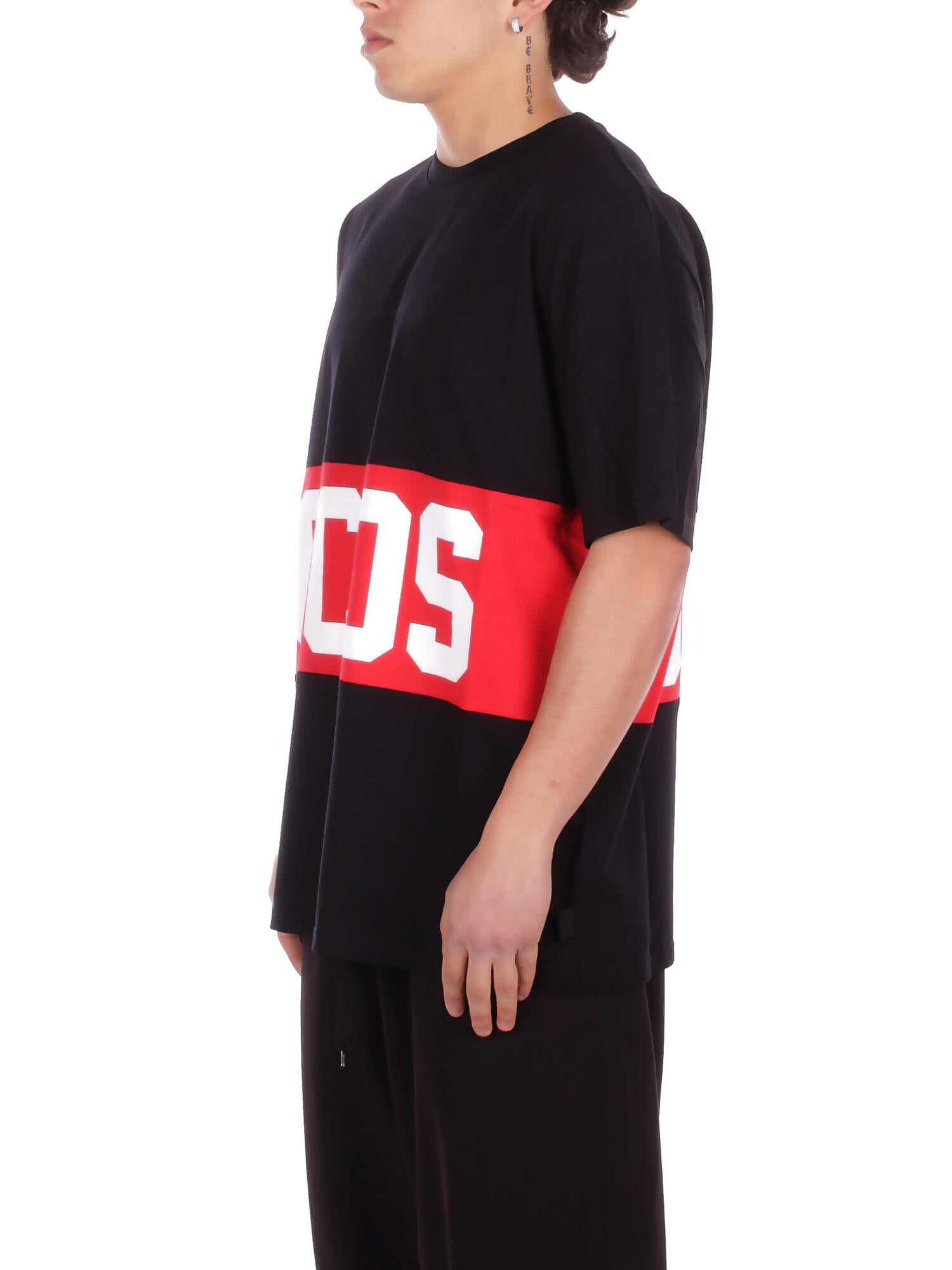 GCDS Uomo T-shirt Z0MLQC140J101 999R Band logo loose ss t-shirt Black red