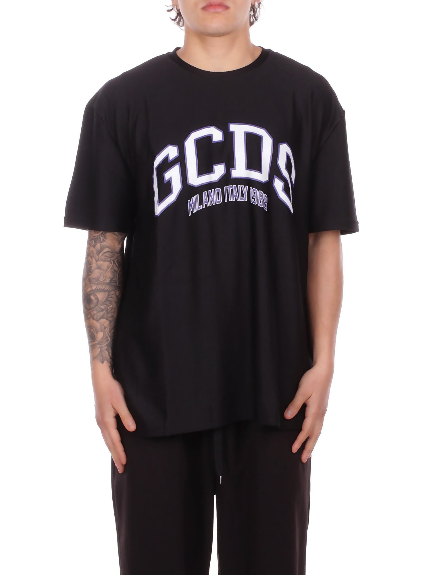 GCDS Uomo T-shirt C1MEQC040J024 999A Logo lounge ss t-shirt Black white