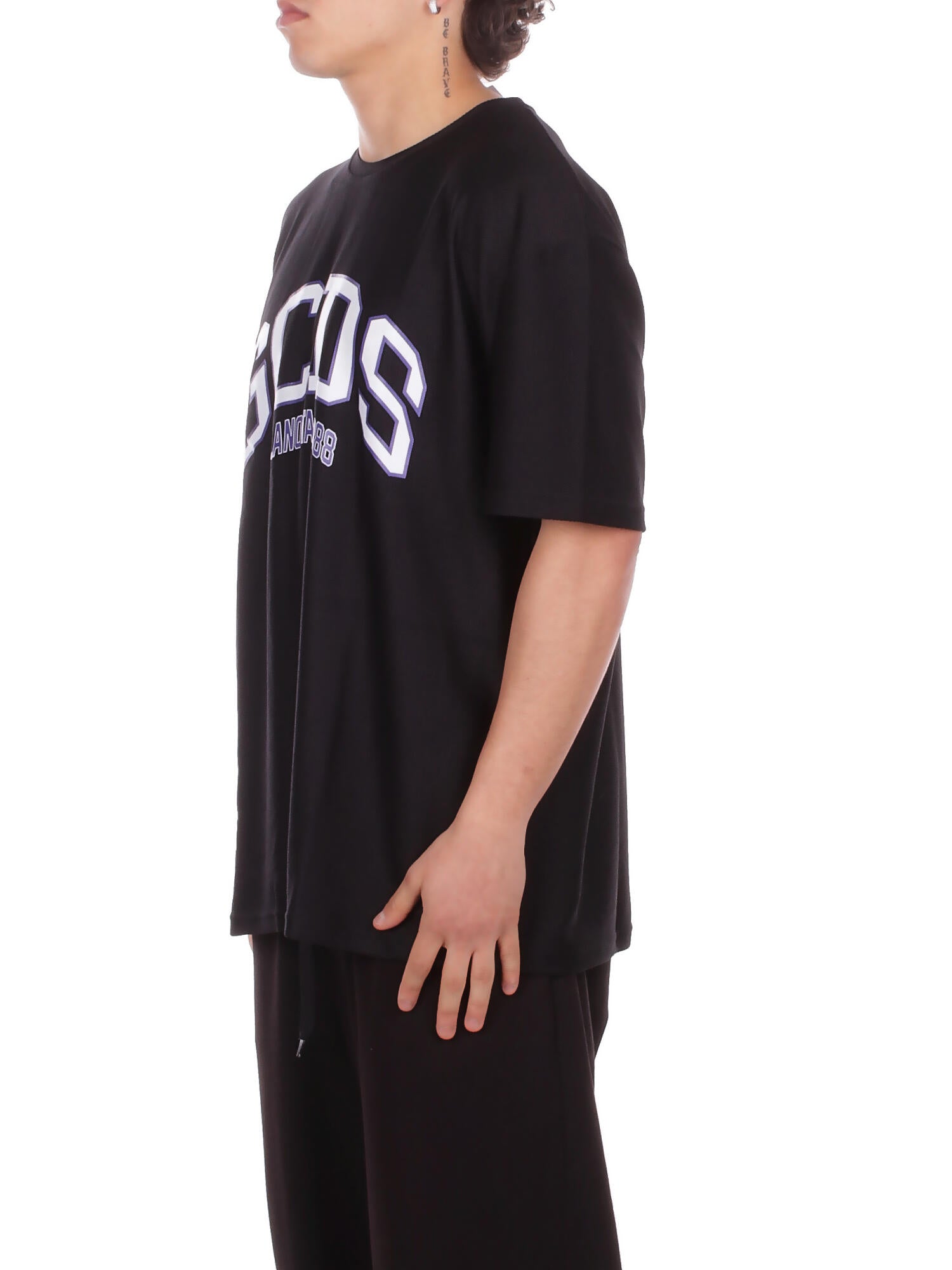 GCDS Uomo T-shirt C1MEQC040J024 999A Logo lounge ss t-shirt Black white