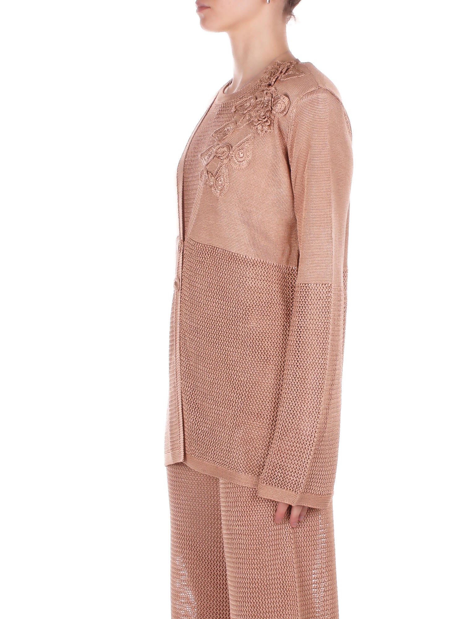 BLUGIRL BLUMARINE Donna Maglia RA6032MA87R X0768 Blazer maglia visc. lucida san Beige