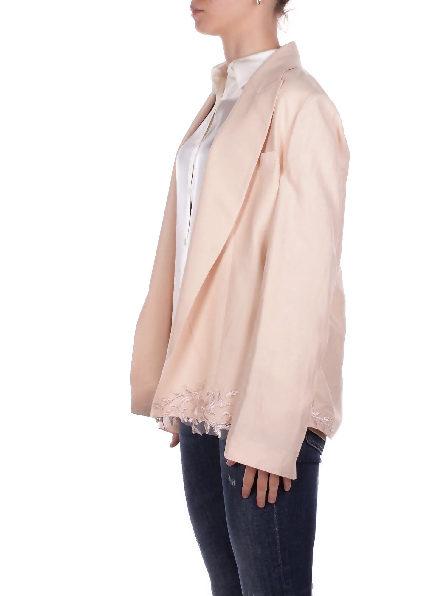 BLUGIRL BLUMARINE Donna Giacca RA6092TM823 P9545 Giacca boxy con patch lino en Panna