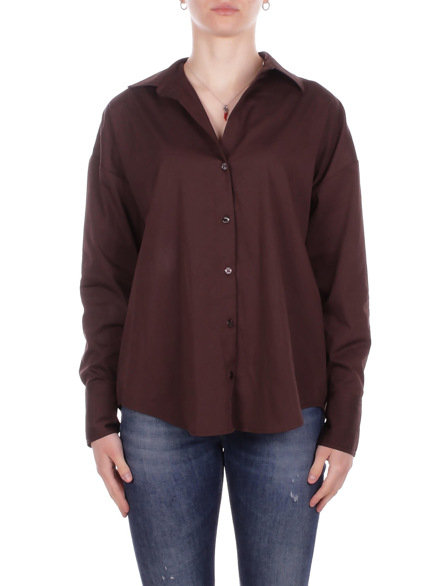 BLUGIRL BLUMARINE Donna Camicia RA6162T544A 90913 Camicia cotone c/pizzo fondent Brown