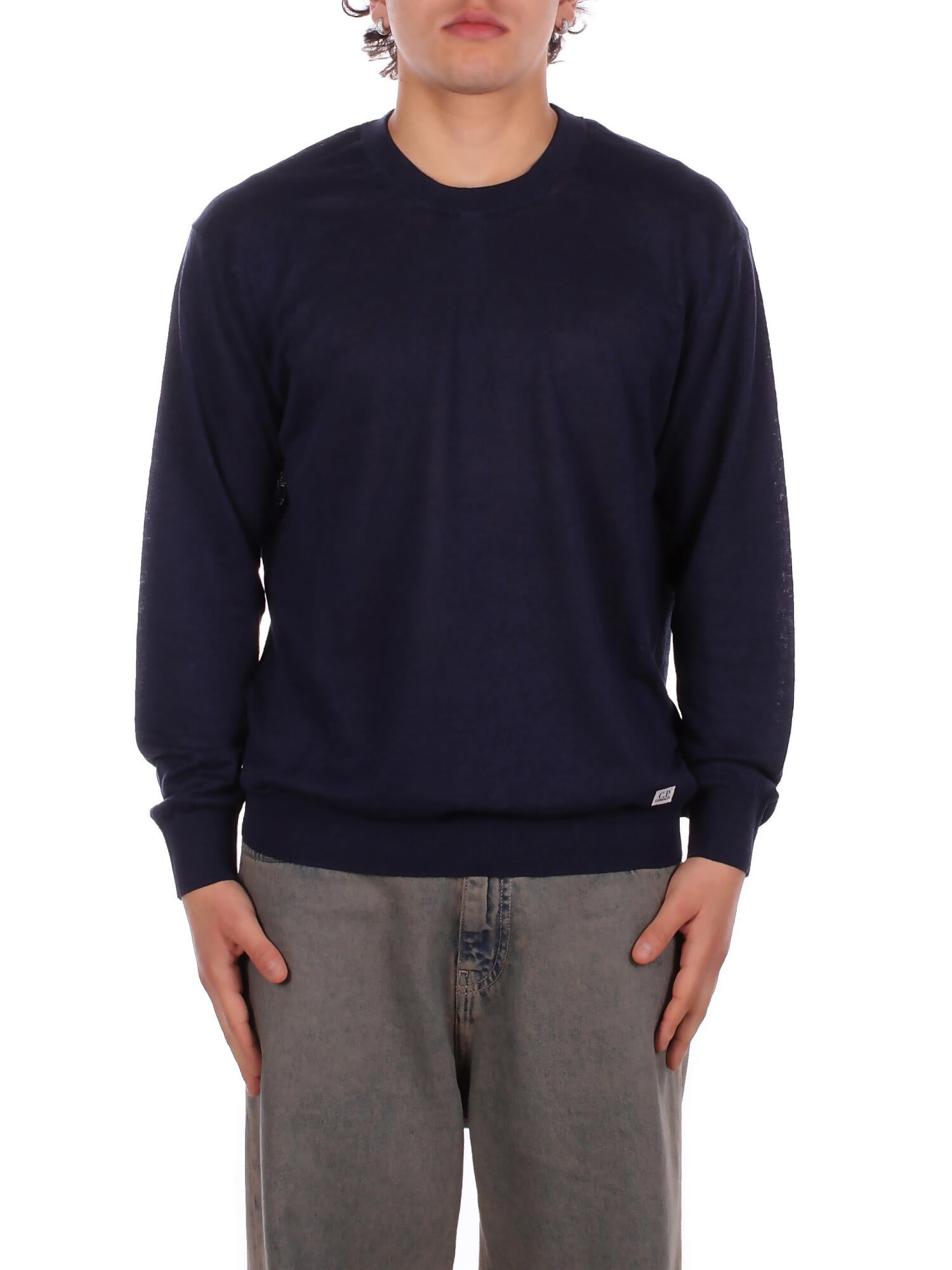 CP COMPANY Uomo Maglia 20CMKN124A110307A 888 Knitwear crew neck in flax Total eclipse