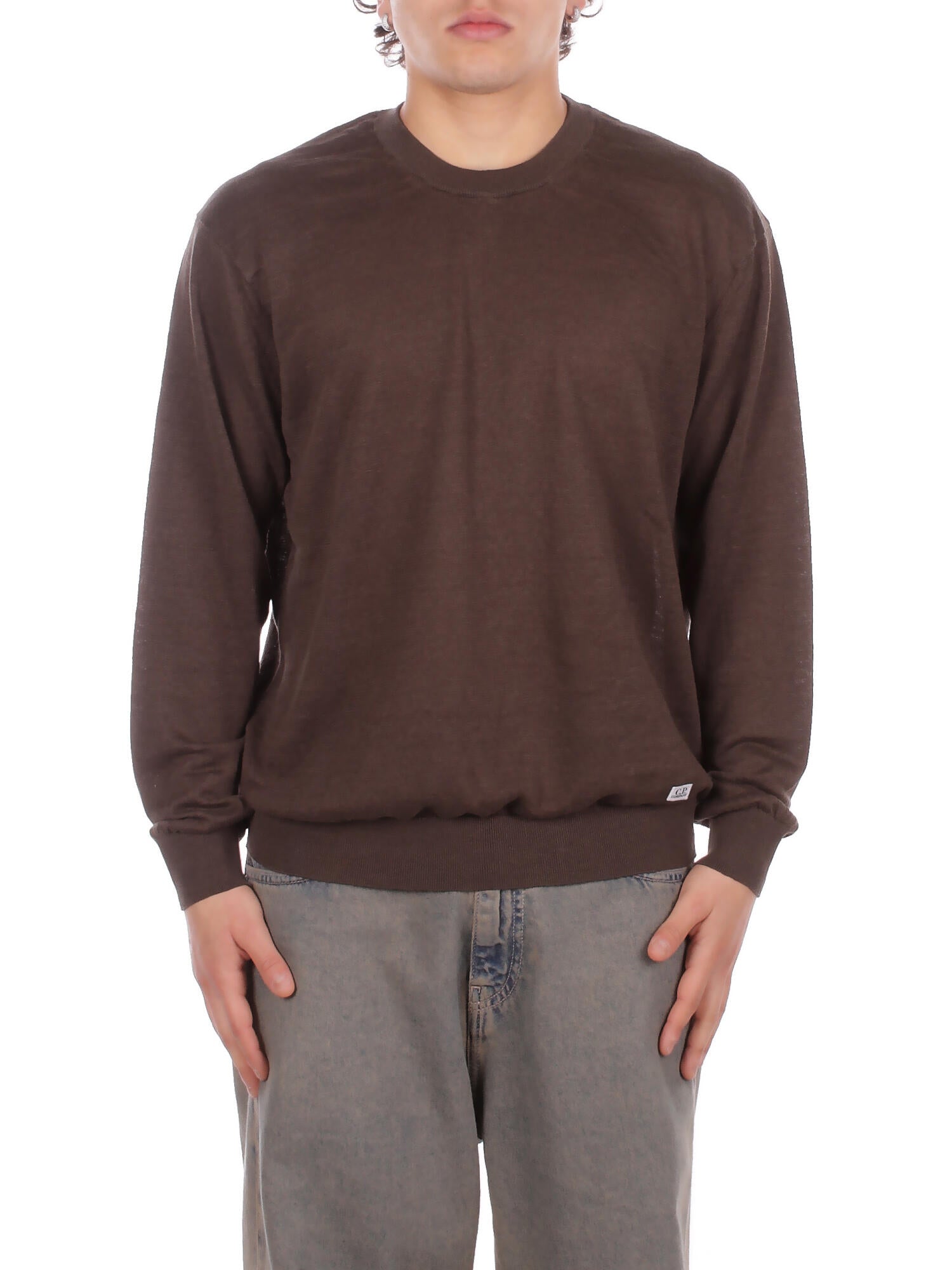 CP COMPANY Uomo Maglia 20CMKN124A110307A 970 Knitwear crew neck in flax Peat