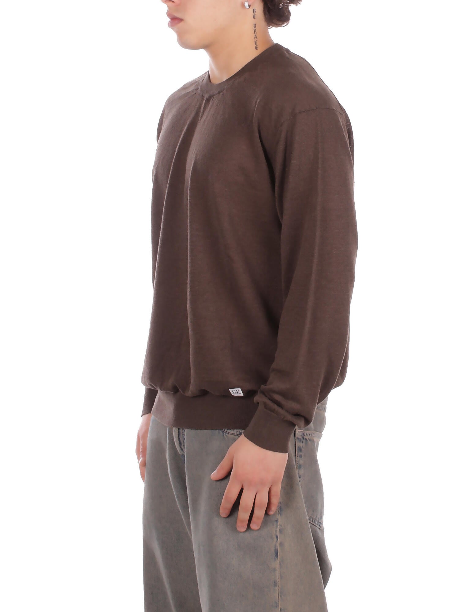 CP COMPANY Uomo Maglia 20CMKN124A110307A 970 Knitwear crew neck in flax Peat