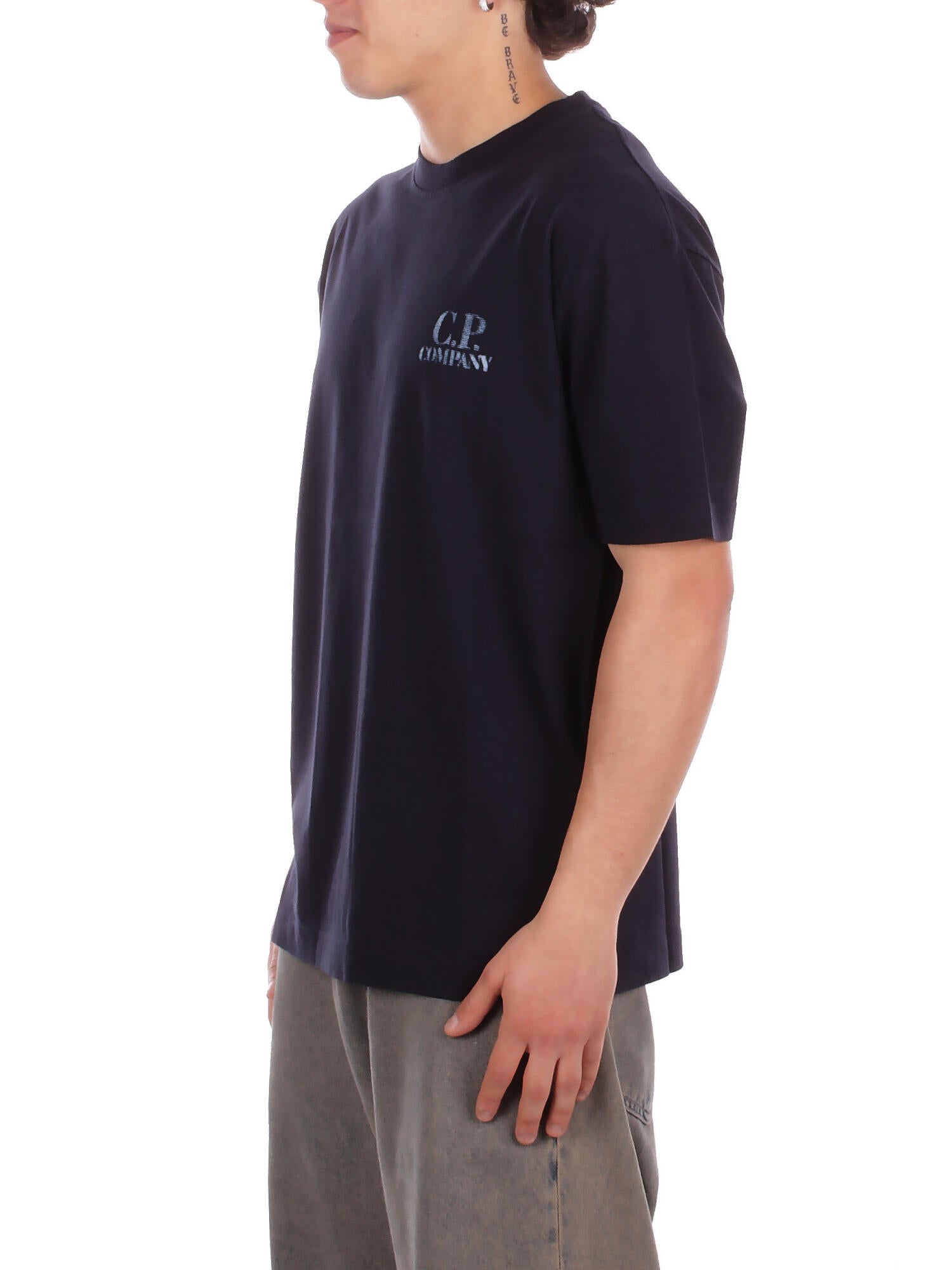 CP COMPANY Uomo T-shirt 20CMTS143A110579W 888 30/1 jersey comfort logo t-shi Total eclipse