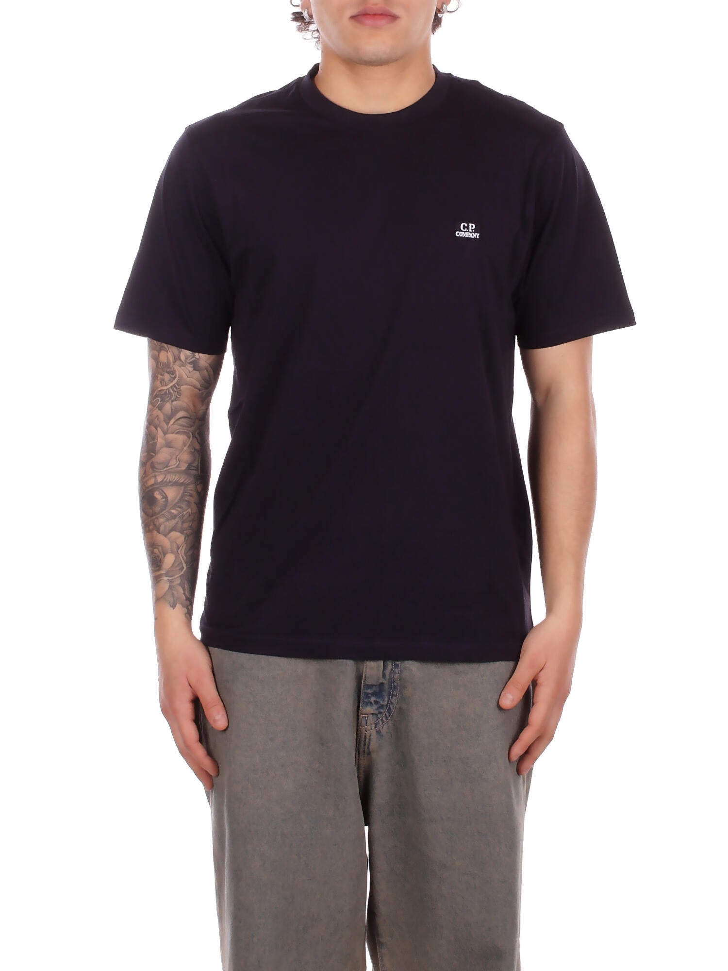 CP COMPANY Uomo T-shirt RCCMTS726A005100W 888 30/1 jersey short sleeve logo Total eclipse