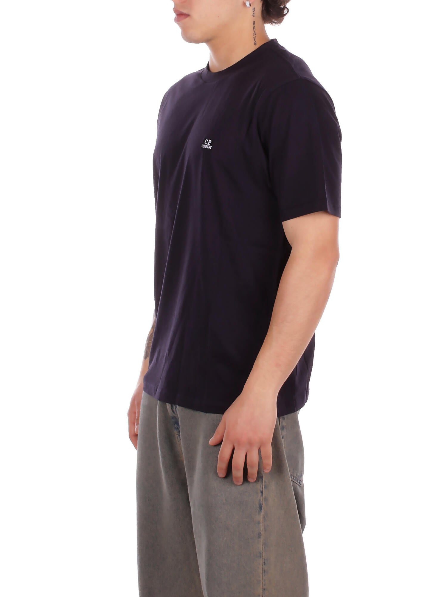 CP COMPANY Uomo T-shirt RCCMTS726A005100W 888 30/1 jersey short sleeve logo Total eclipse