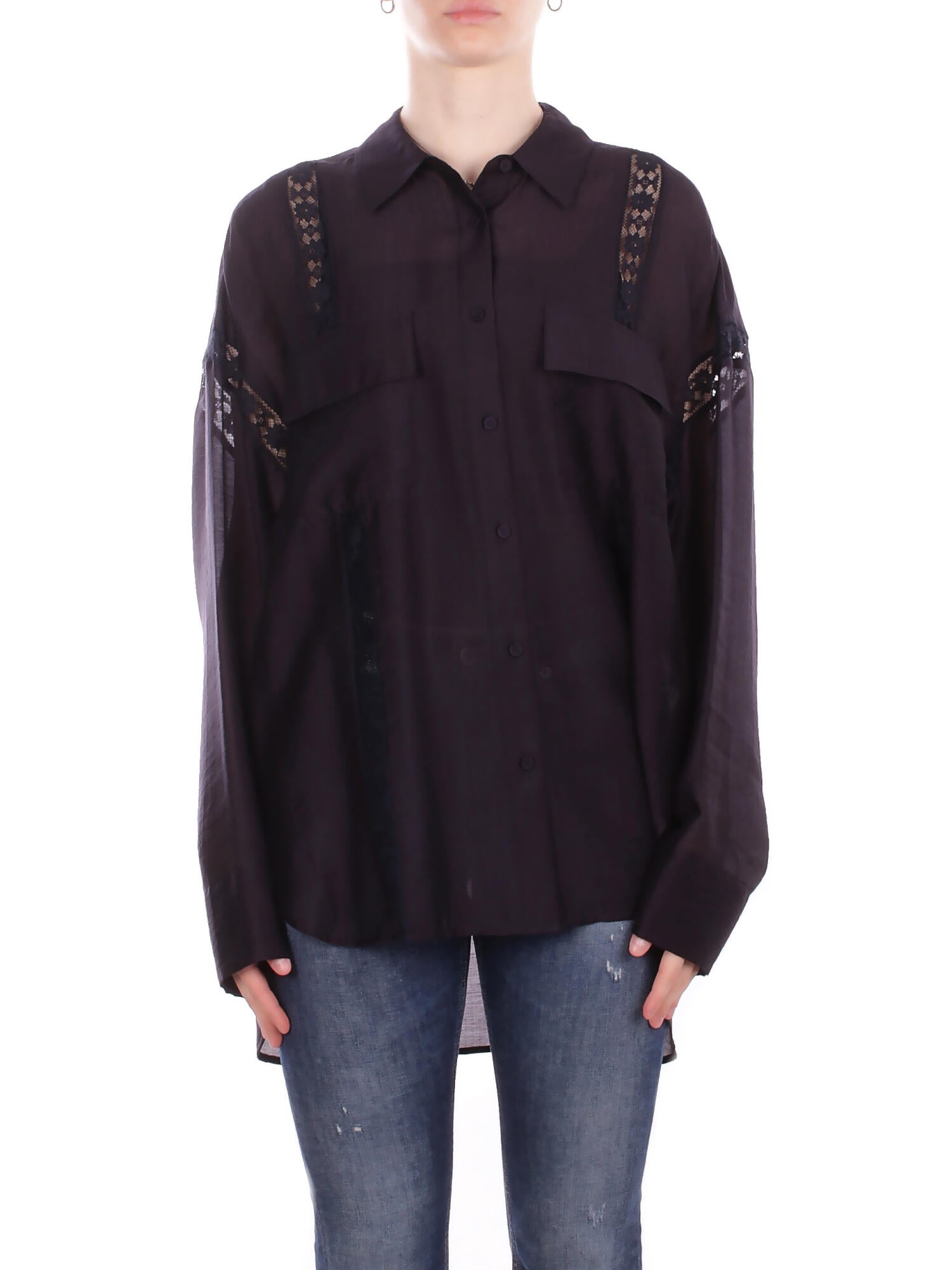 BLUGIRL BLUMARINE Donna Camicia RA6062T486A 93713 Camicia over lyocell c/pizzo Blu notte