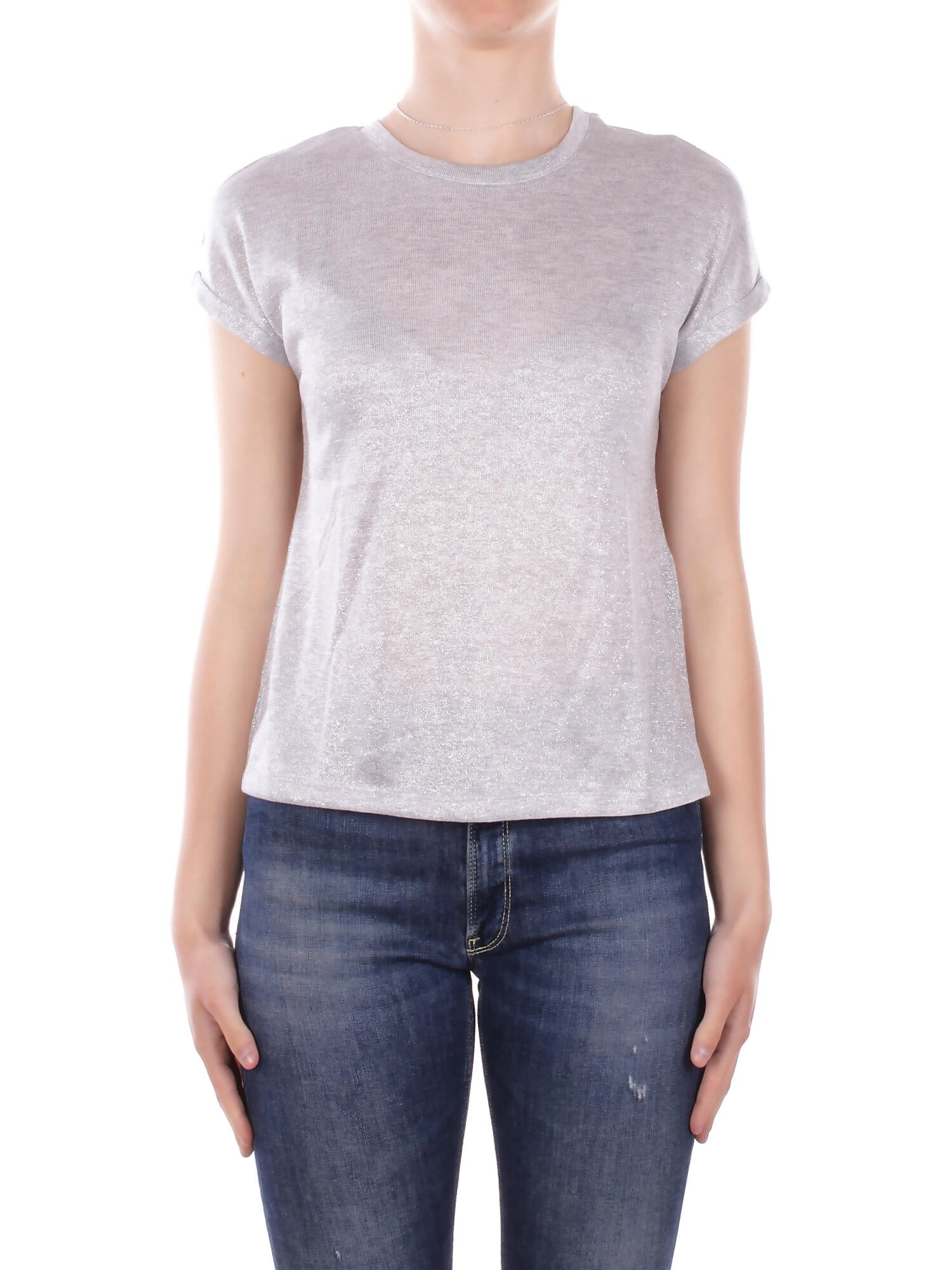 ONLY Donna T-shirt 15343485 GREY MELANGE Onlamber life s\l o neck shine Grey melange