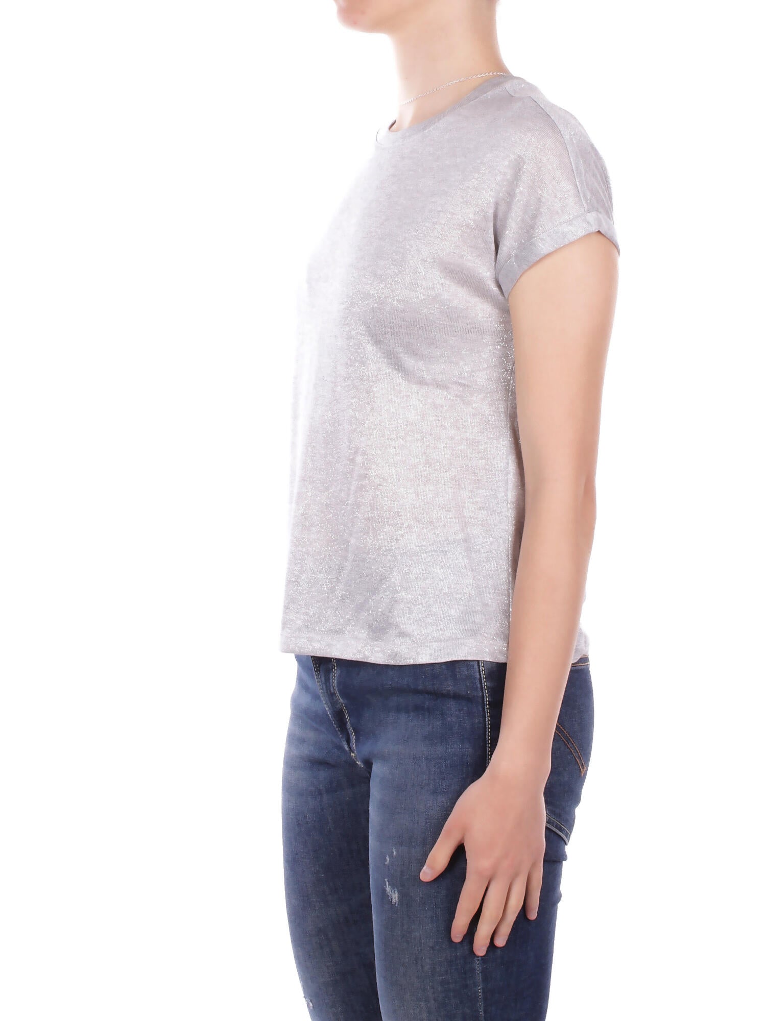ONLY Donna T-shirt 15343485 GREY MELANGE Onlamber life s\l o neck shine Grey melange