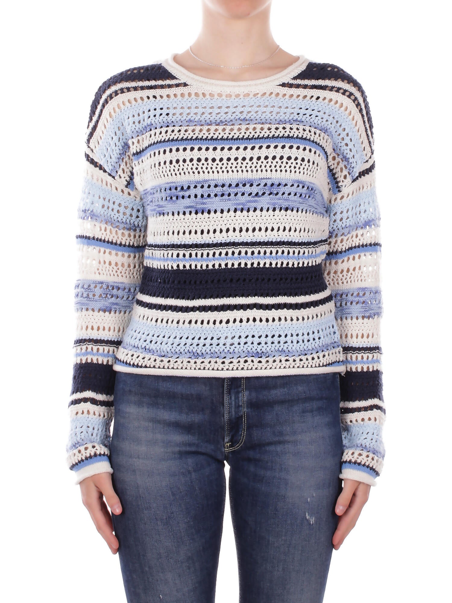 ONLY Donna Maglia 15364896 BIRCH NAVY Onlamelie ls structure multi Celeste