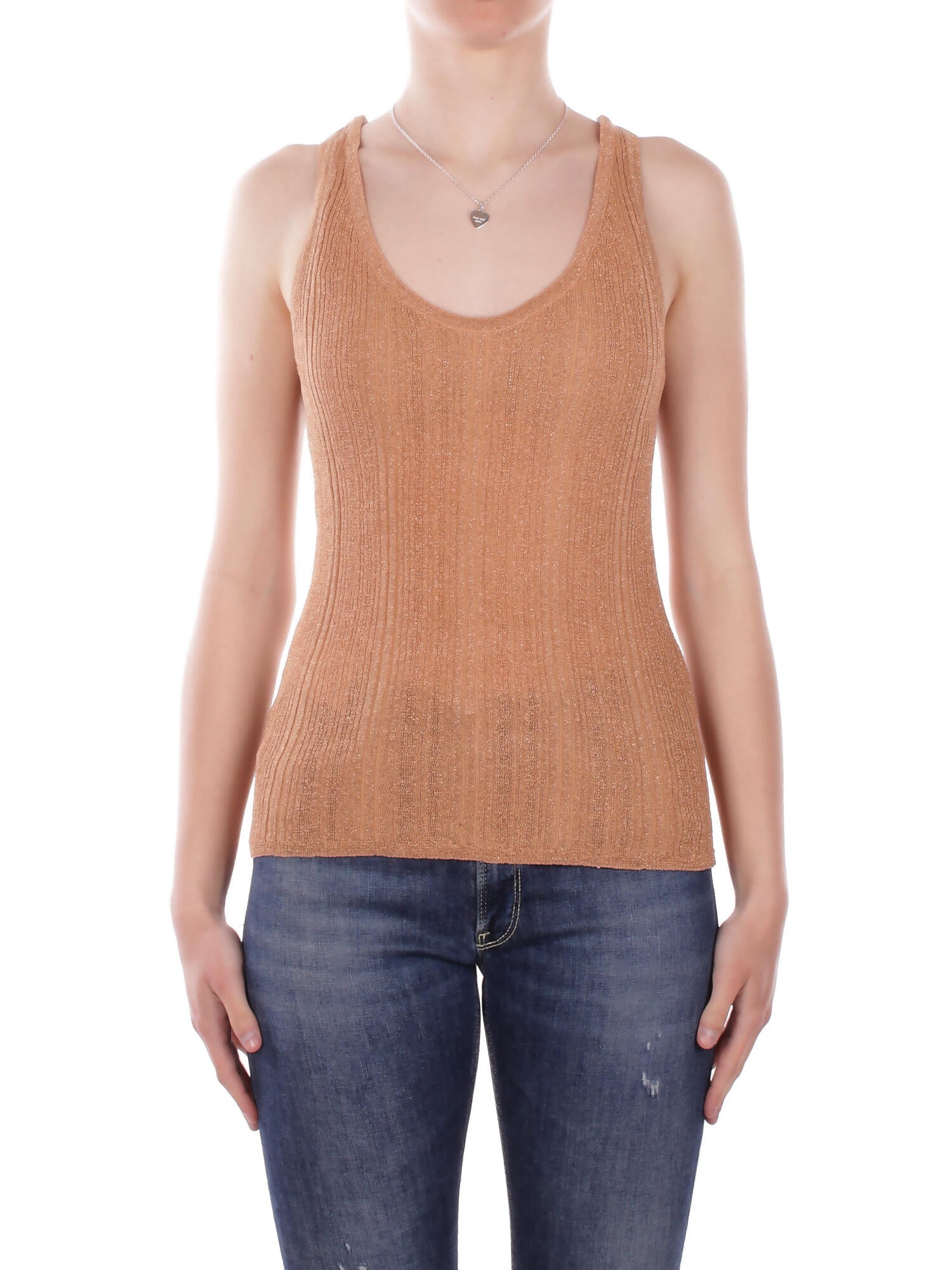 ONLY Donna Canotta 15364900 BISCUIT Onlanna sl glitter revers rib Biscotto
