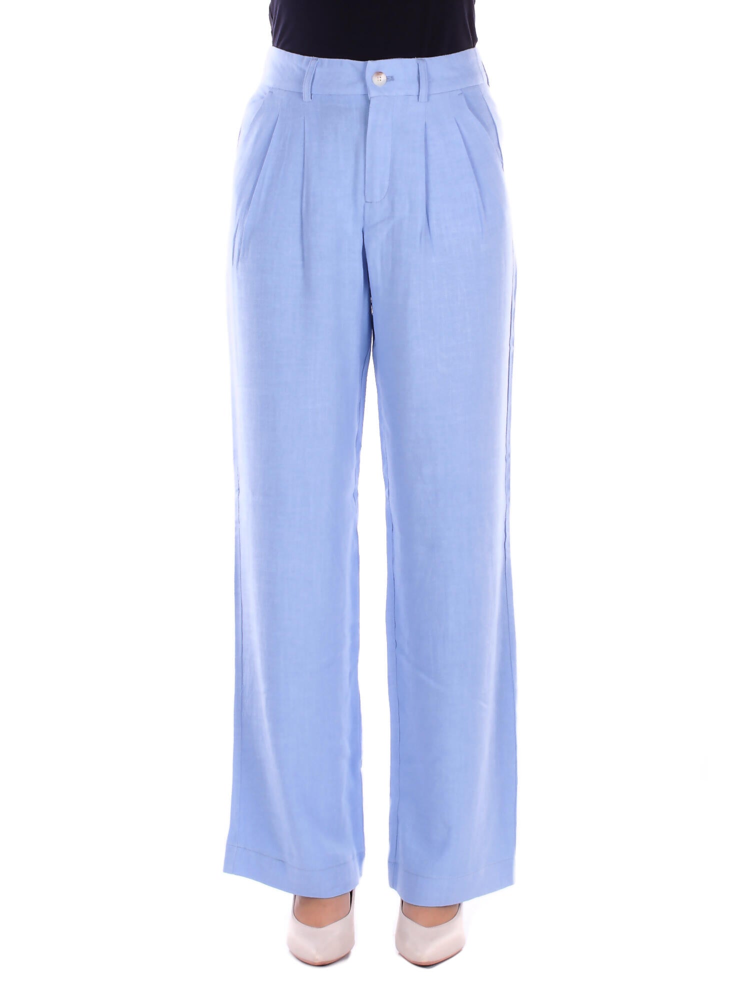 ONLY Donna Pantalone 15367424 VISTA BLU Onlsiesta mw linen bl pleat Blu