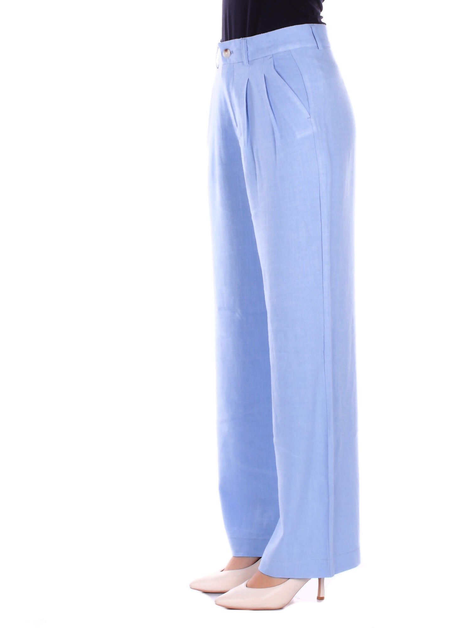 ONLY Donna Pantalone 15367424 VISTA BLU Onlsiesta mw linen bl pleat Blu