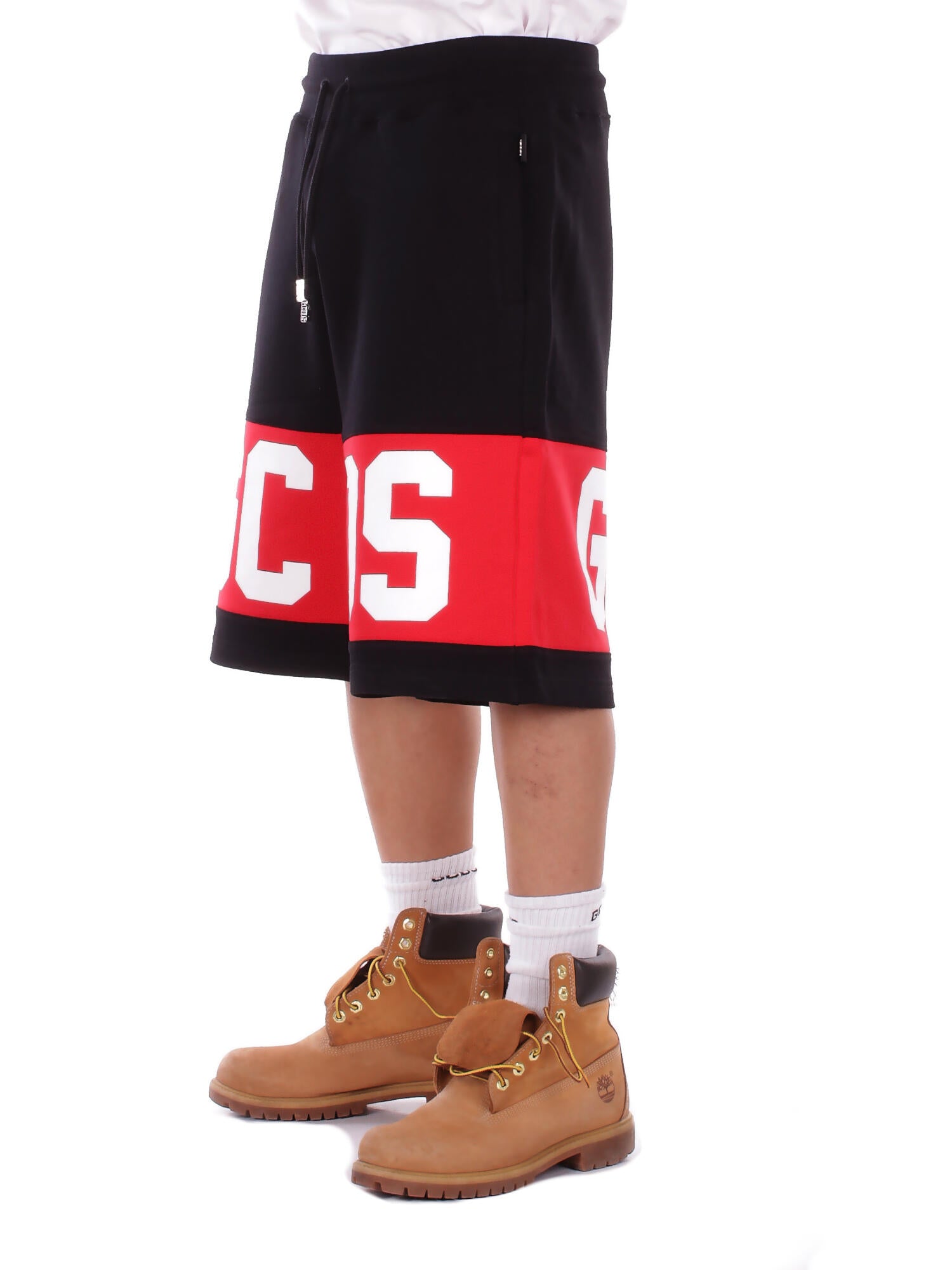 GCDS Uomo Shorts Z0MLQL228F004 999R Band logo sweatshorts Black red
