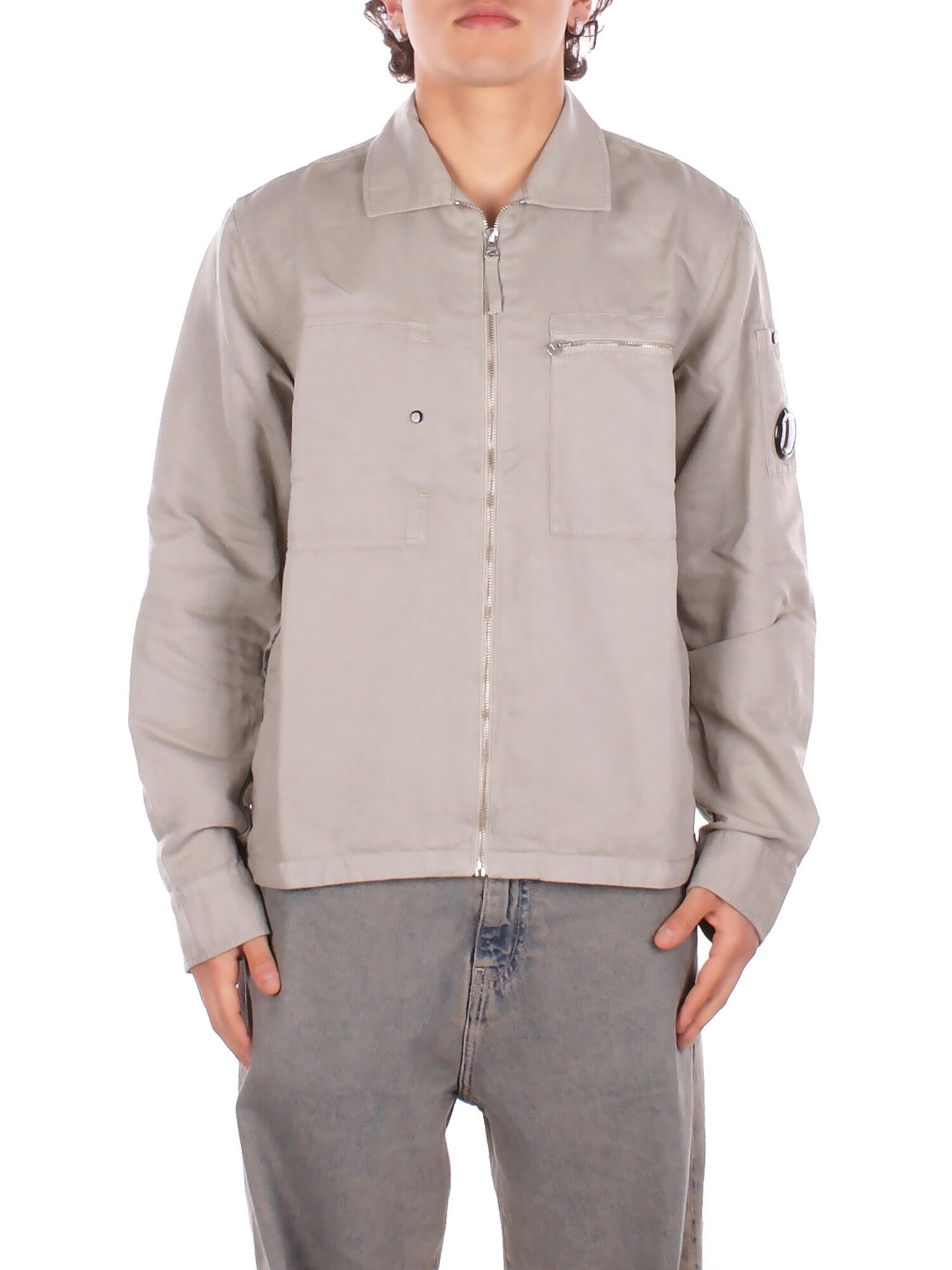 CP COMPANY Uomo Giubbotto 20CMOS226A110626G 904 Overshirt in cotton linen Grigio chiaro