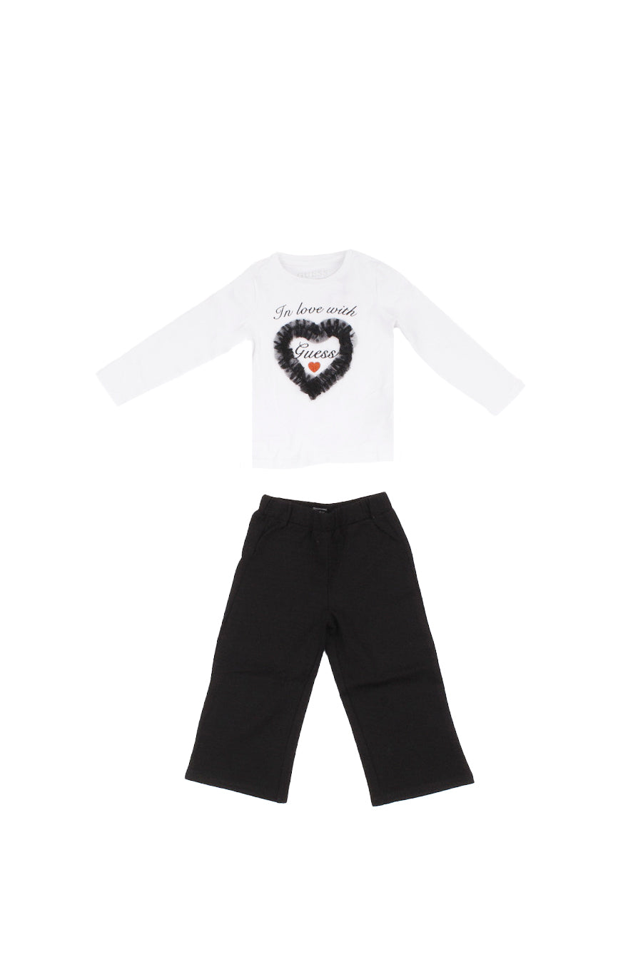 GUESS Bambina Completo K6RG04K6YW0 G011 Set ls t-shirt+pants ceremony Pure white